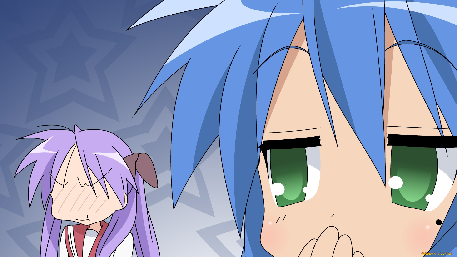 аниме, lucky, star, фон, взгляд, девушка