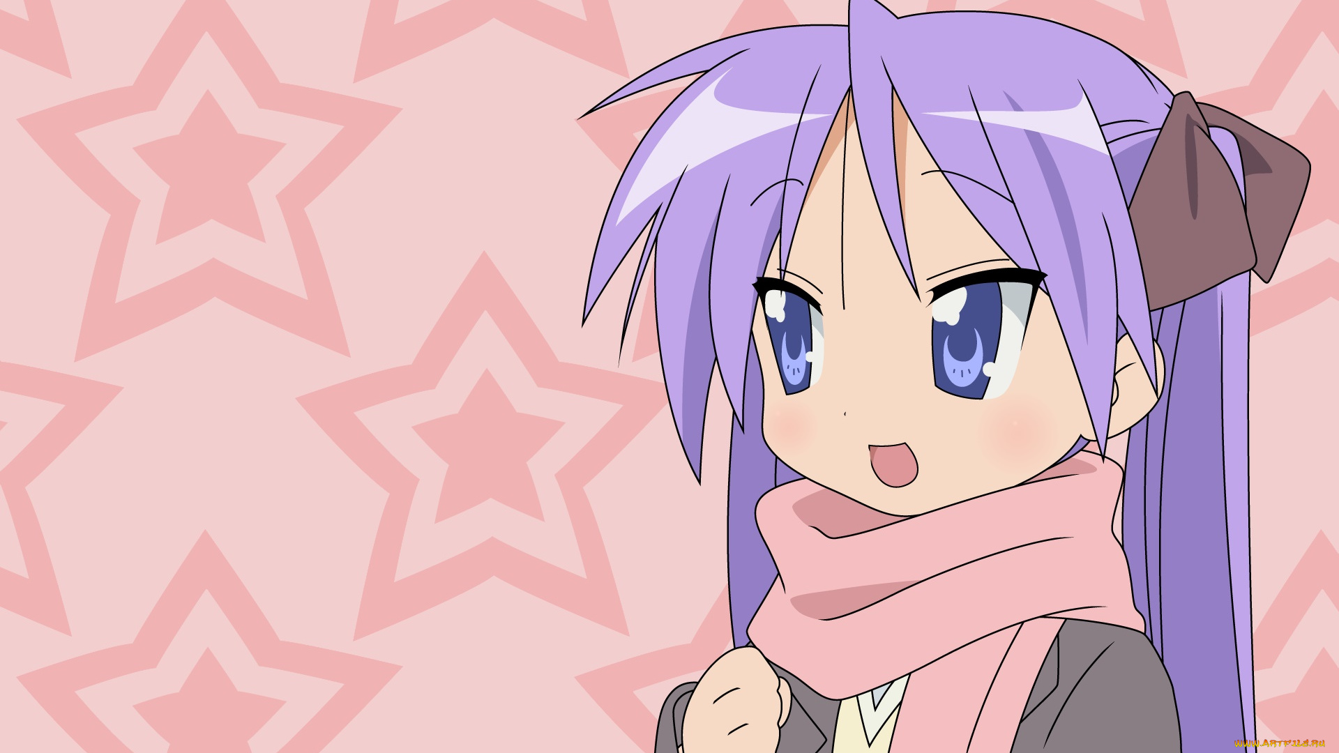 аниме, lucky, star, фон, взгляд, девушка