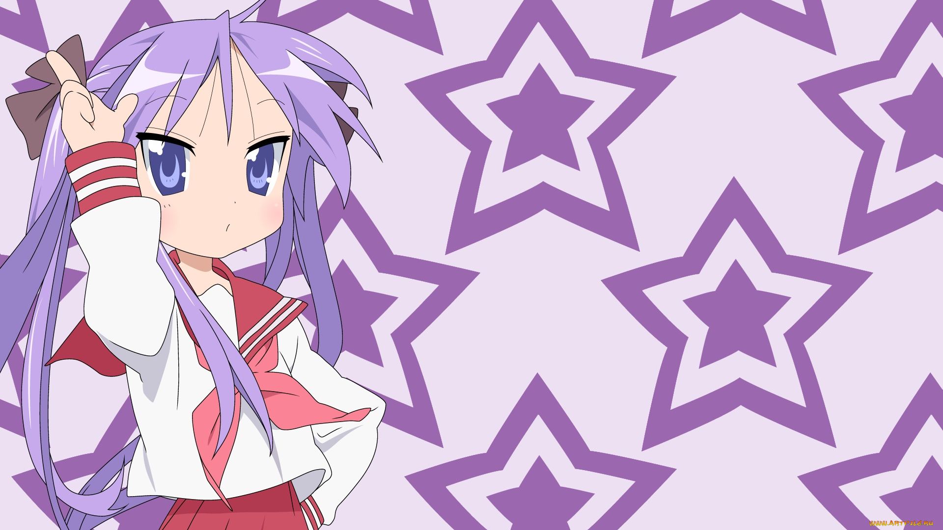 аниме, lucky, star, фон, взгляд, девушка