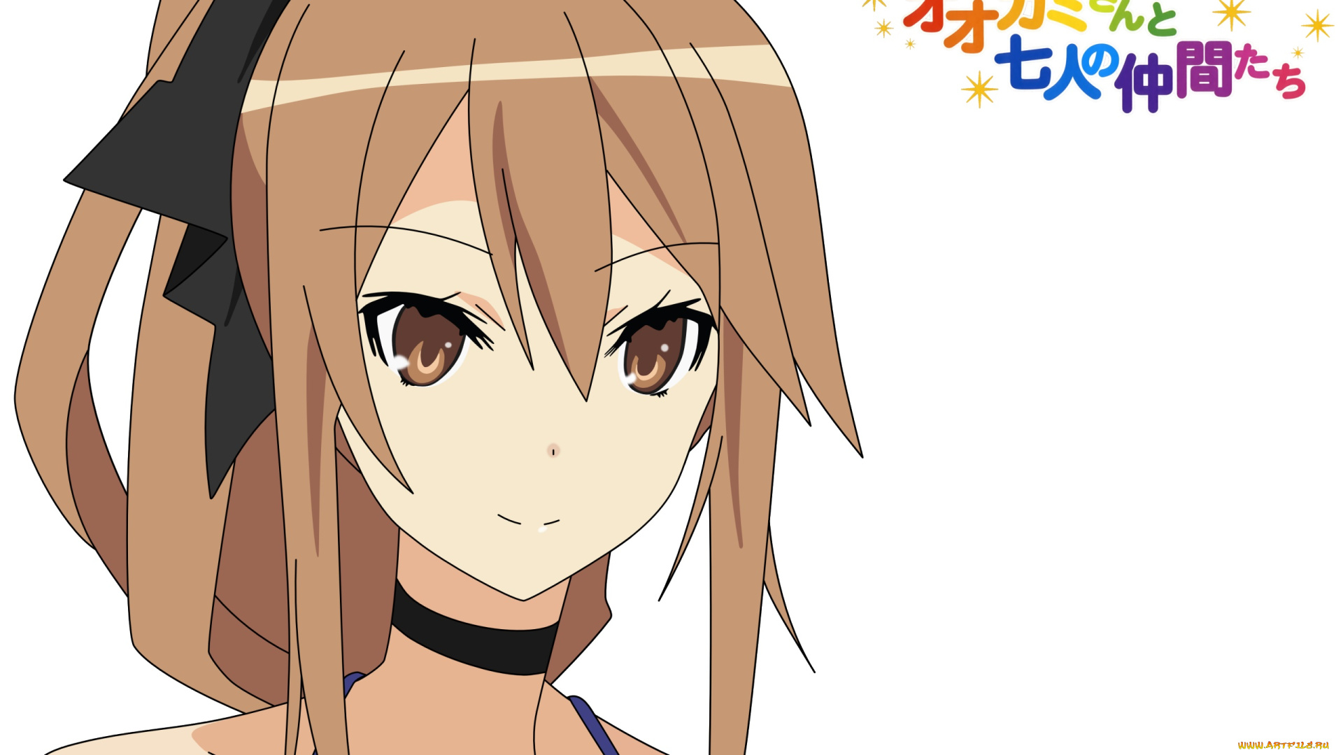 аниме, ookami-san, to, shichinin, no, nakama-tachi, девушка, взгляд, фон