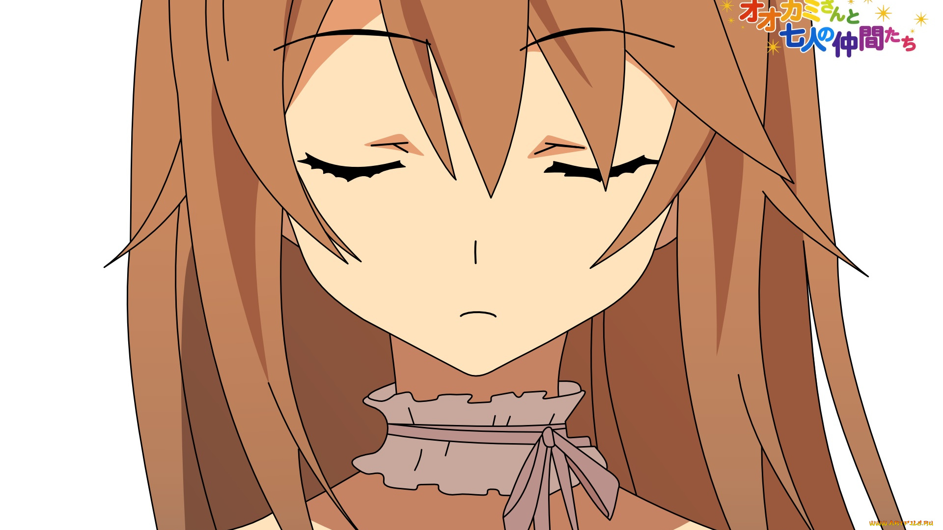 аниме, ookami-san, to, shichinin, no, nakama-tachi, девушка, взгляд, фон