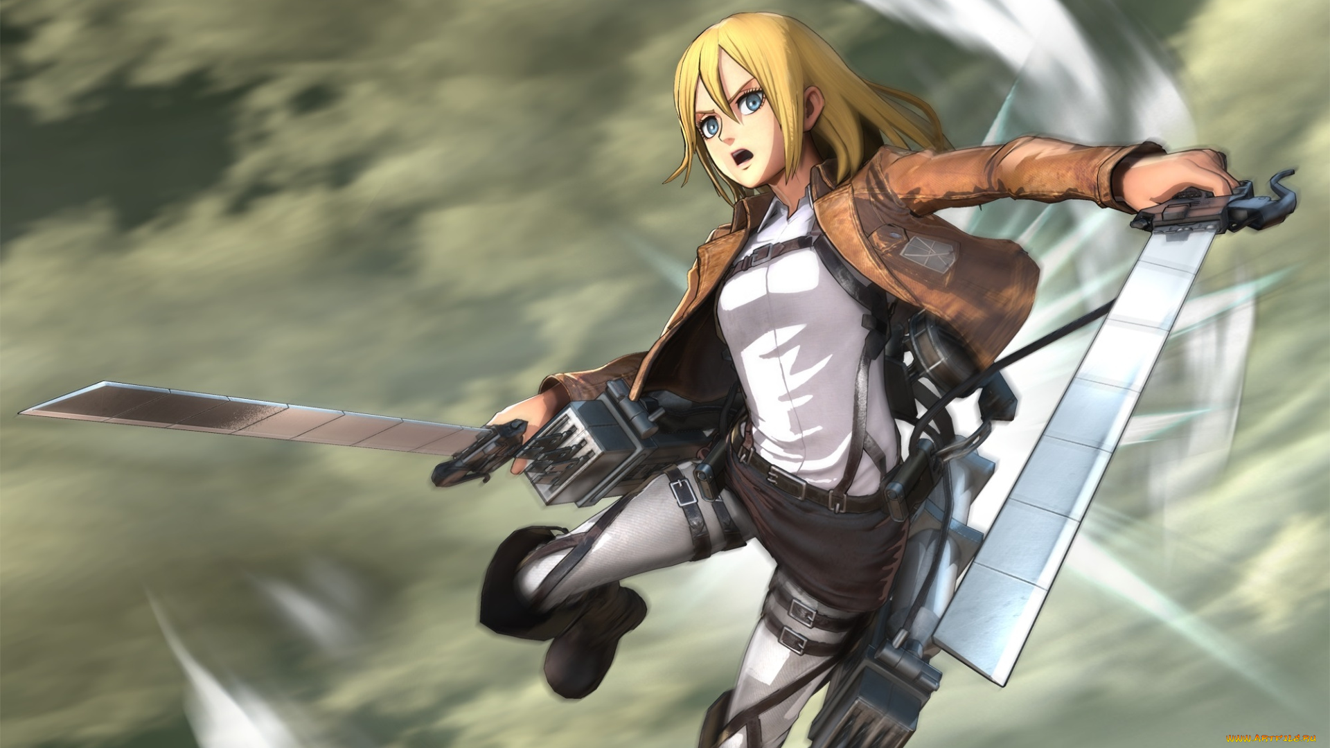 аниме, shingeki, no, kyojin, девушка