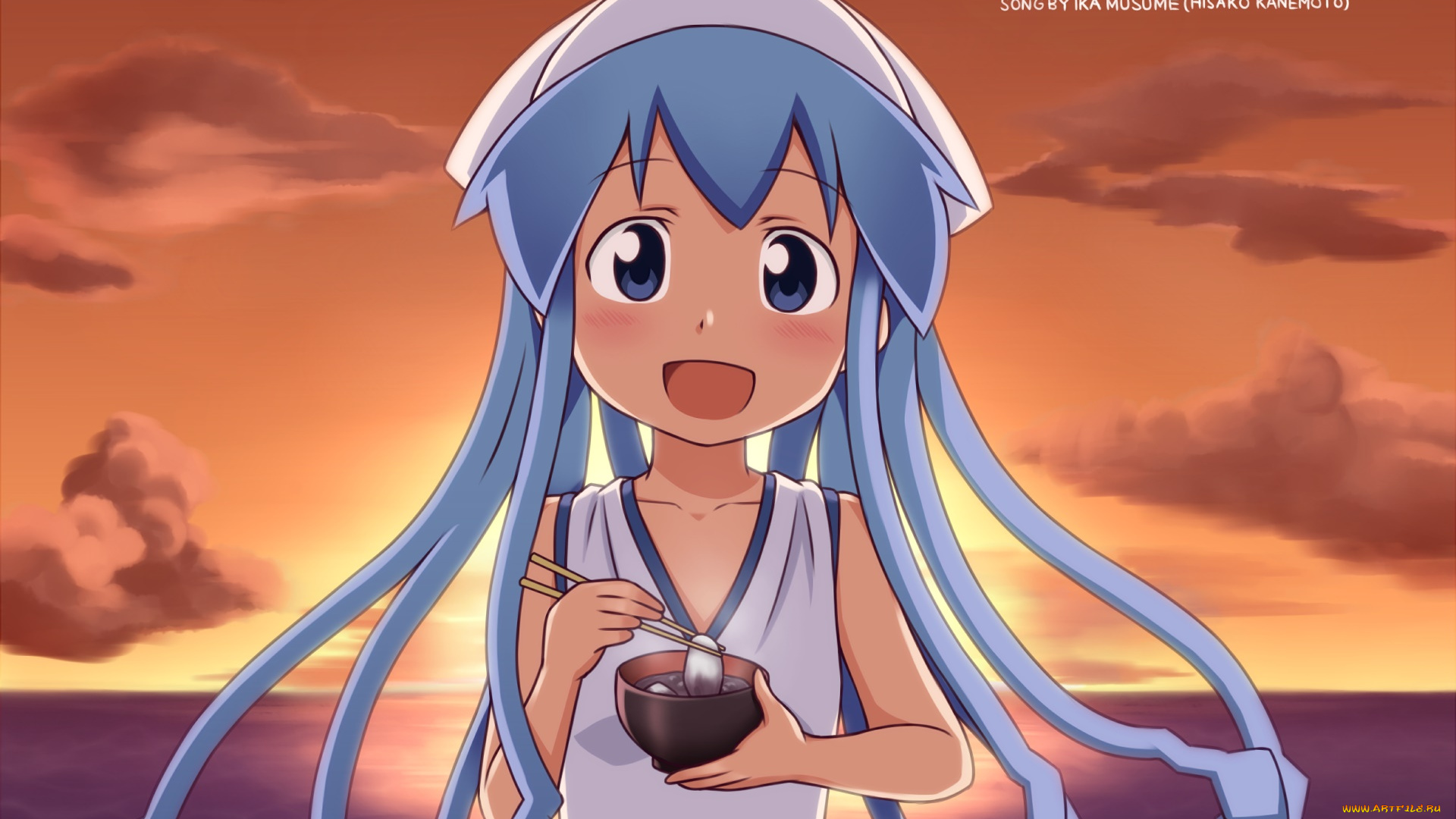 аниме, shinryaku, , ika, musume, фон, девушка, взгляд