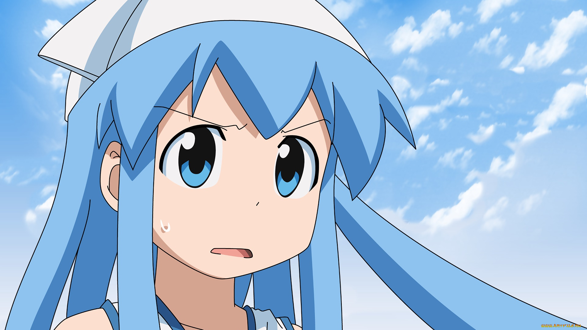 аниме, shinryaku, , ika, musume, фон, взгляд, девушка