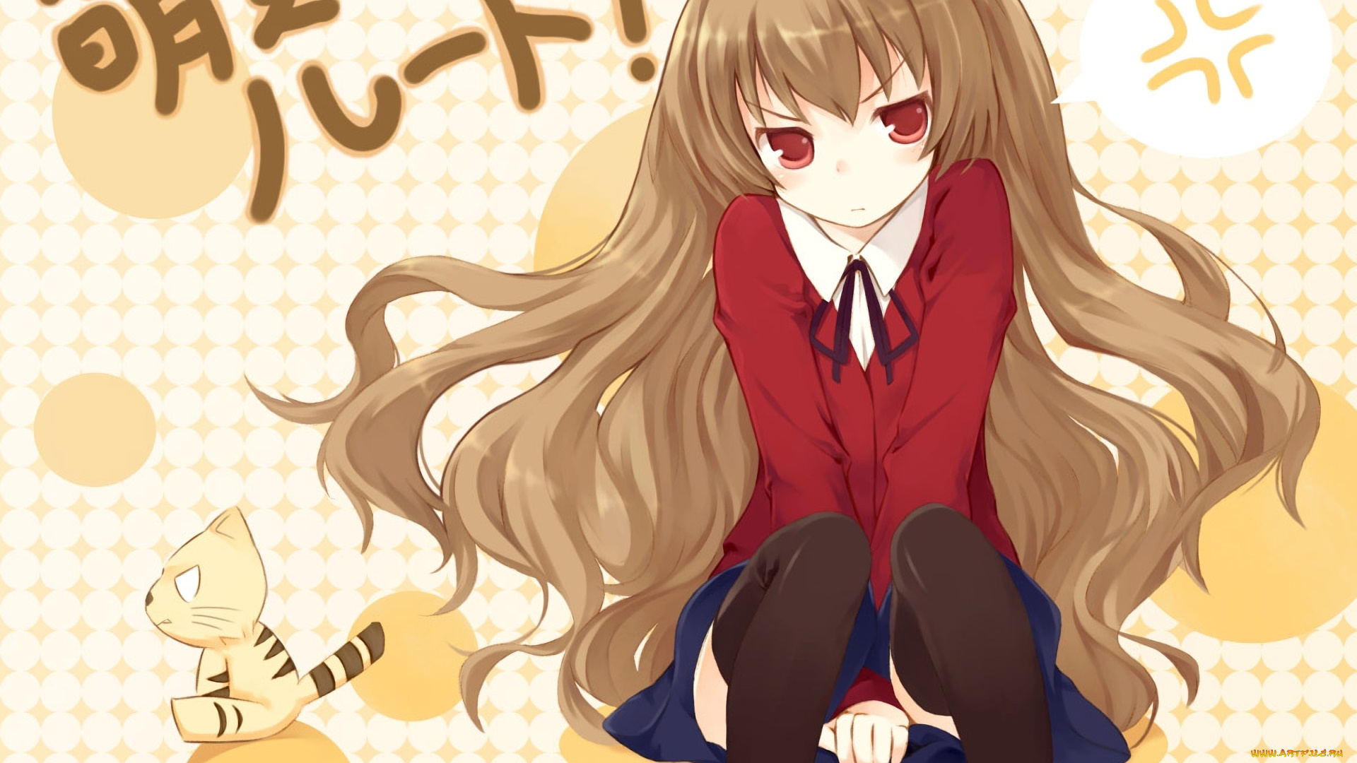 аниме, toradora, девушка, фон, взгляд