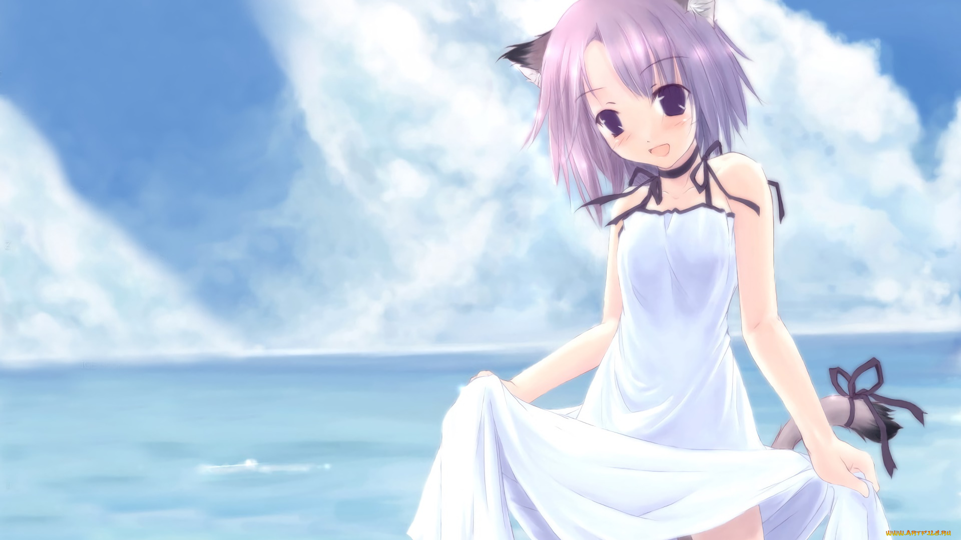 аниме, животные, , существа, фон, взгляд, девушка