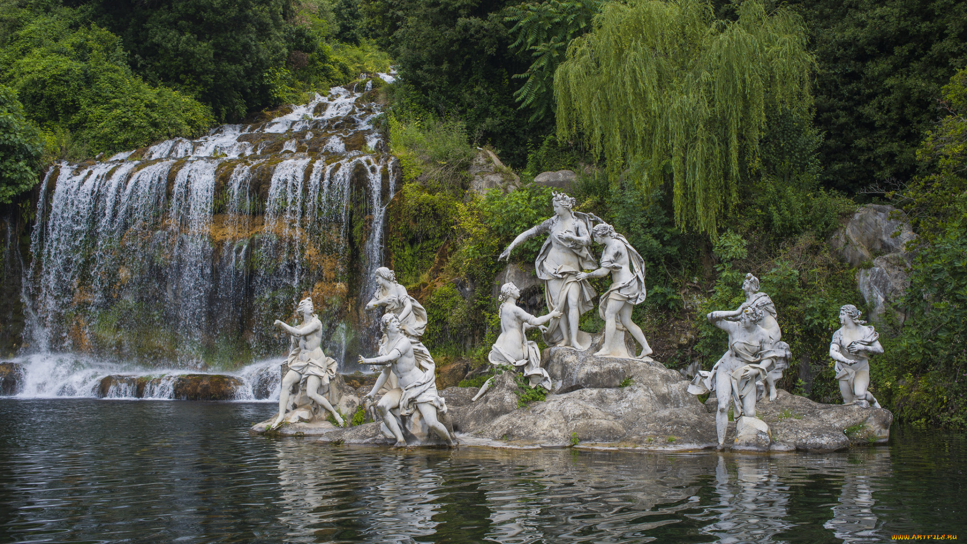 природа, водопады, река, лес, водопад