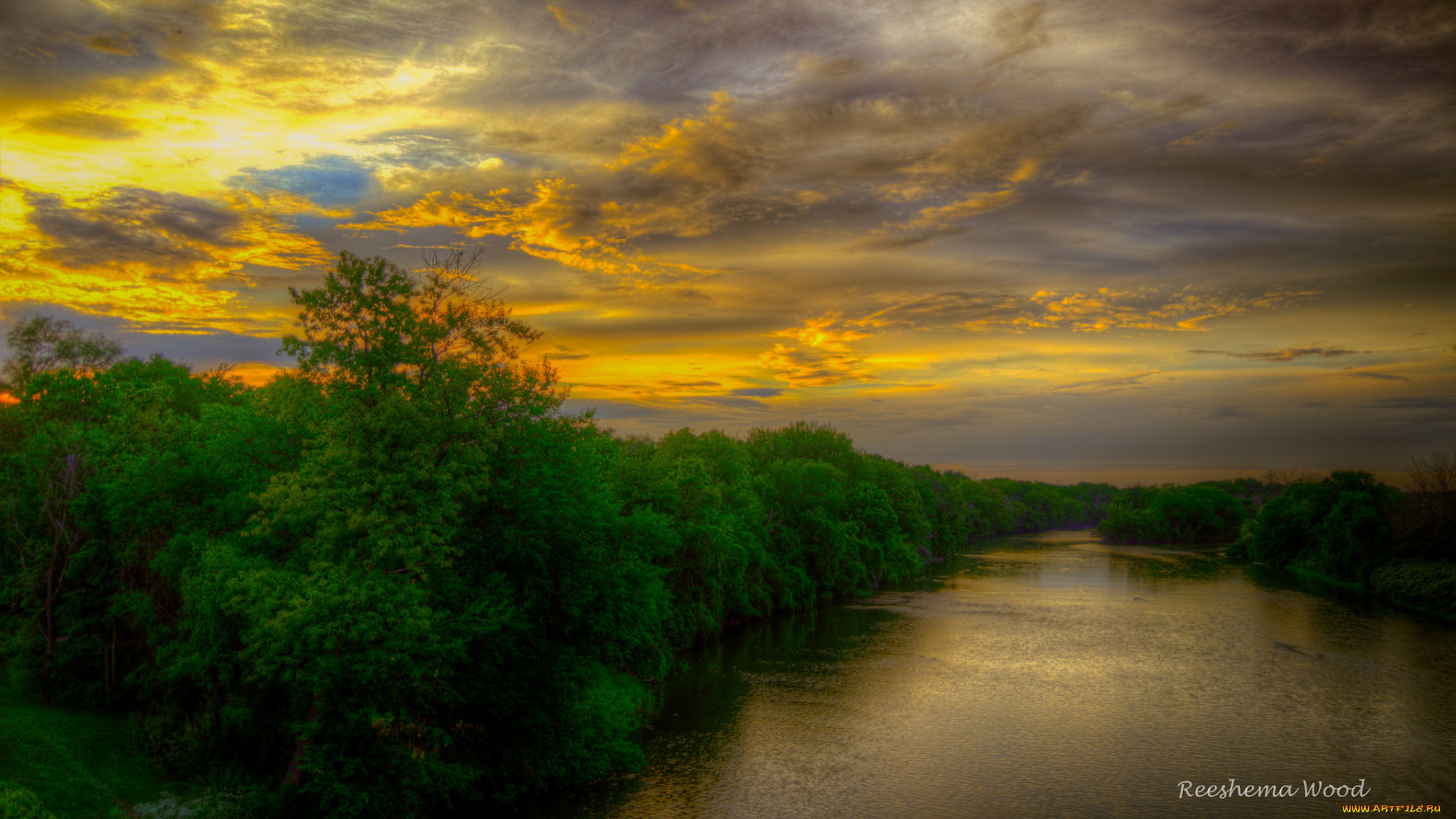 природа, восходы, закаты, закат, река