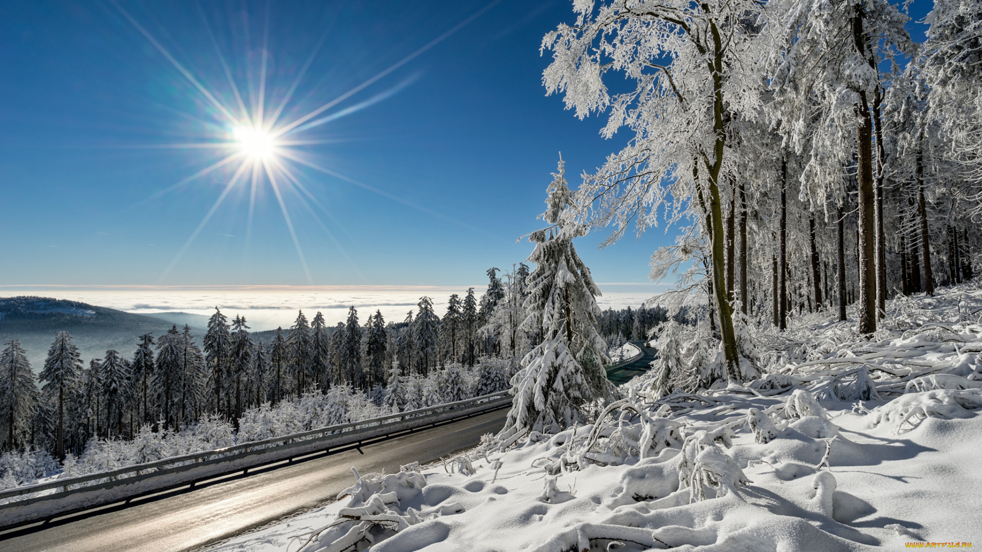 природа, зима, снег