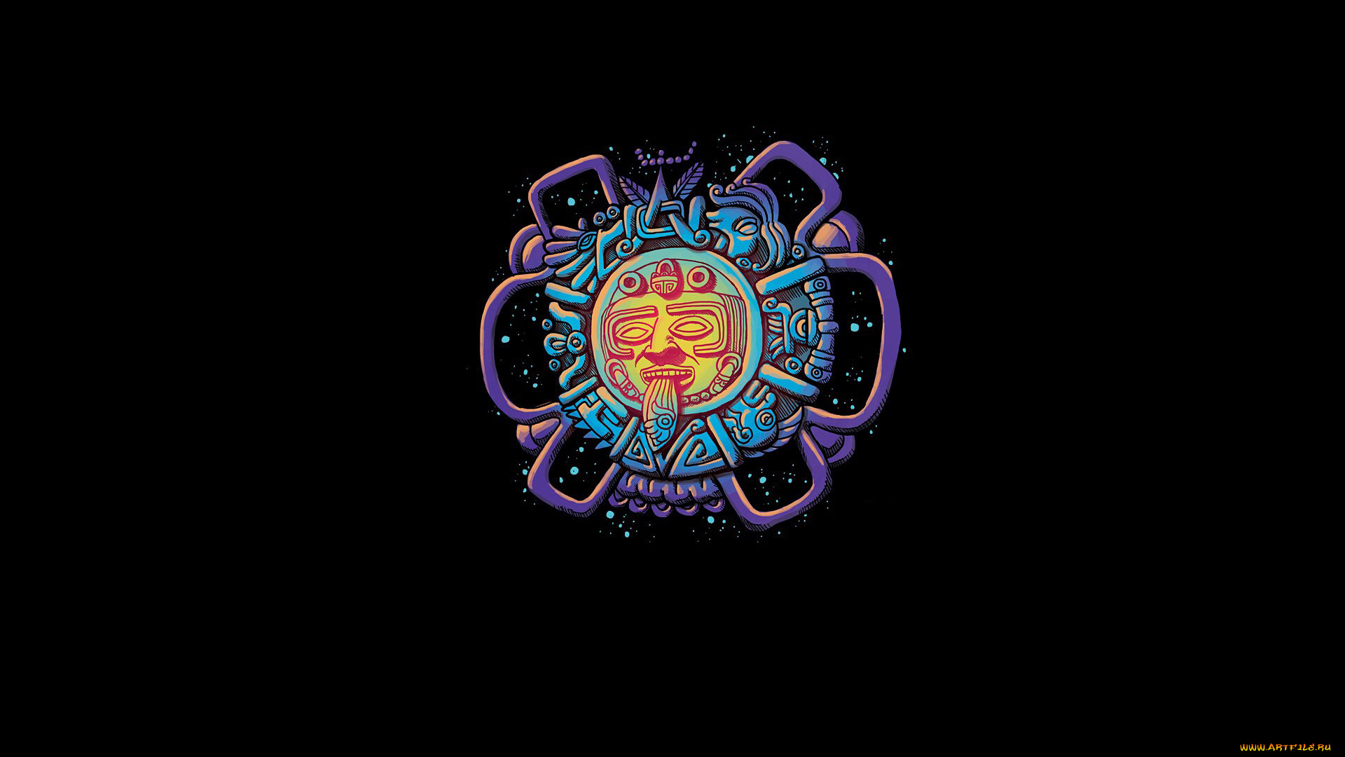 рисованное, минимализм, язык, лицо, календарь, майя