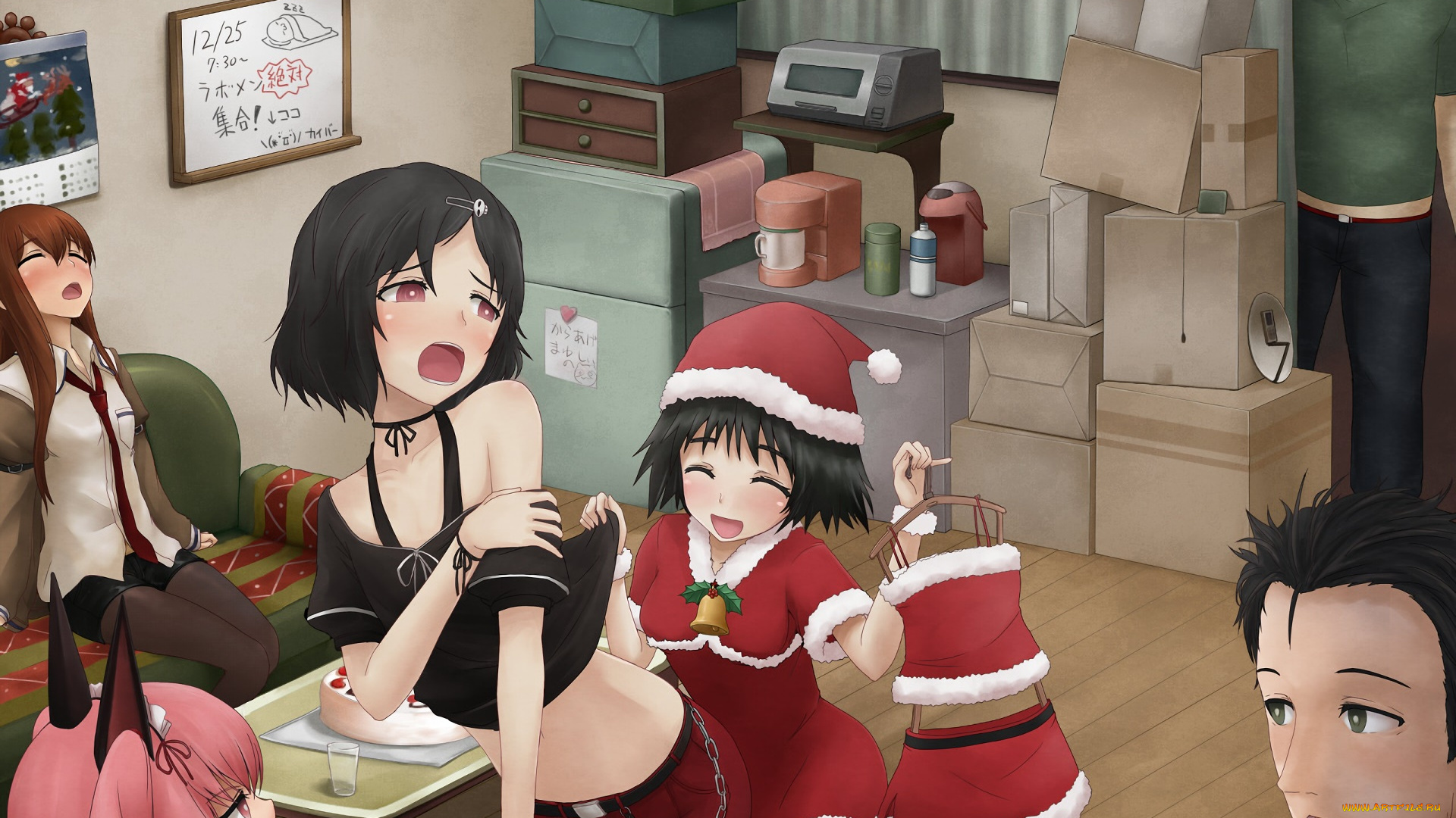 steins, gate, аниме, фон, взгляд, девушки