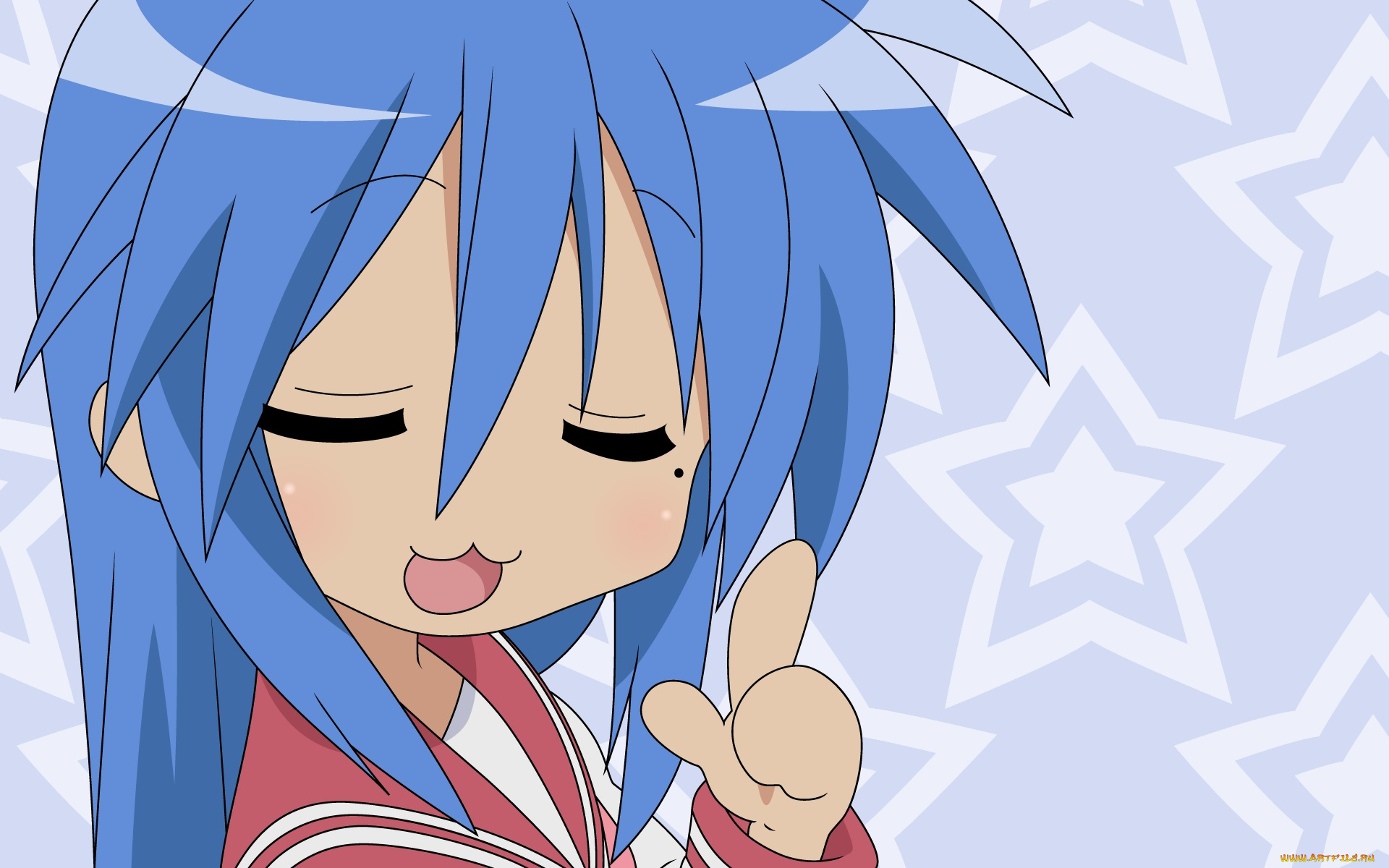 аниме, lucky, star, фон, взгляд, девушка