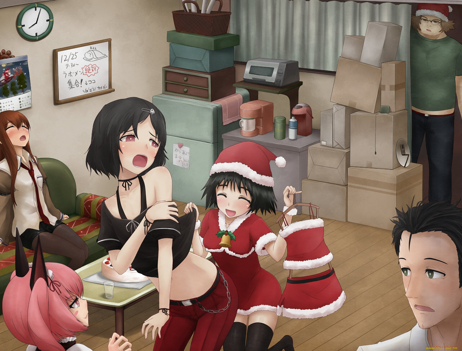 steins, gate, аниме, фон, взгляд, девушки