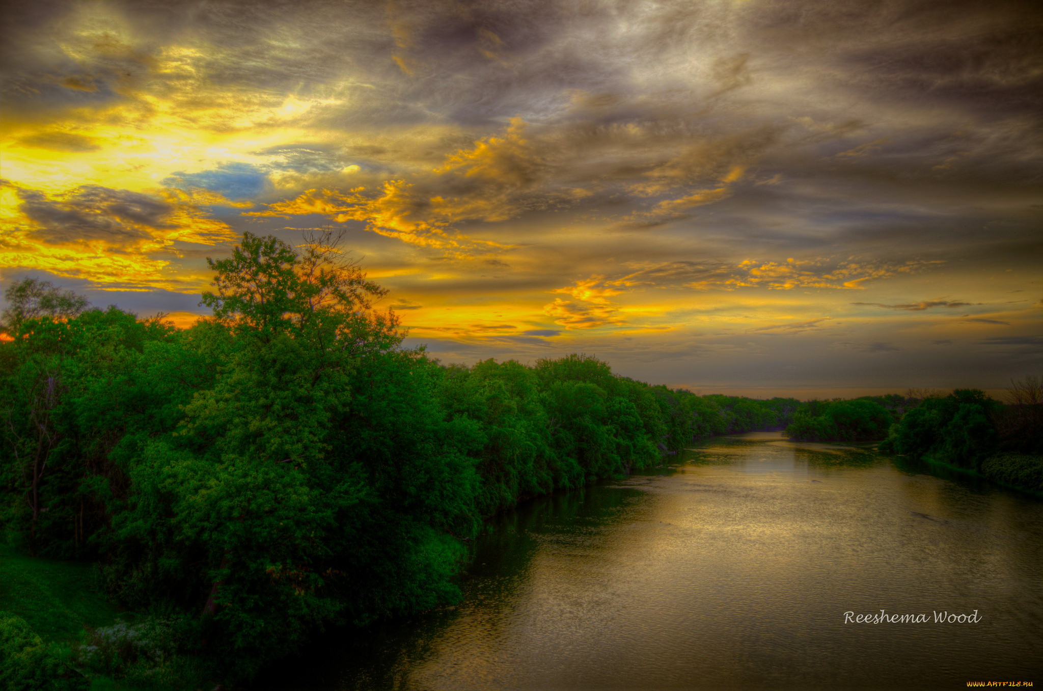 природа, восходы, закаты, закат, река