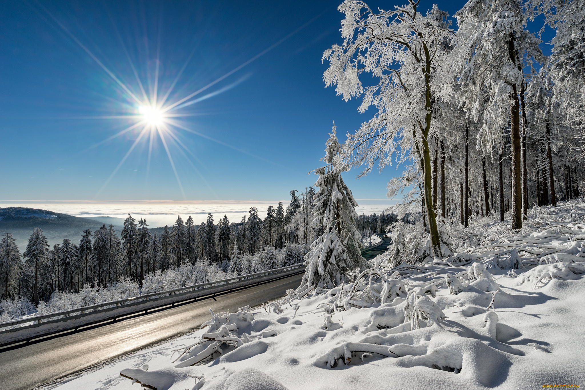 природа, зима, снег