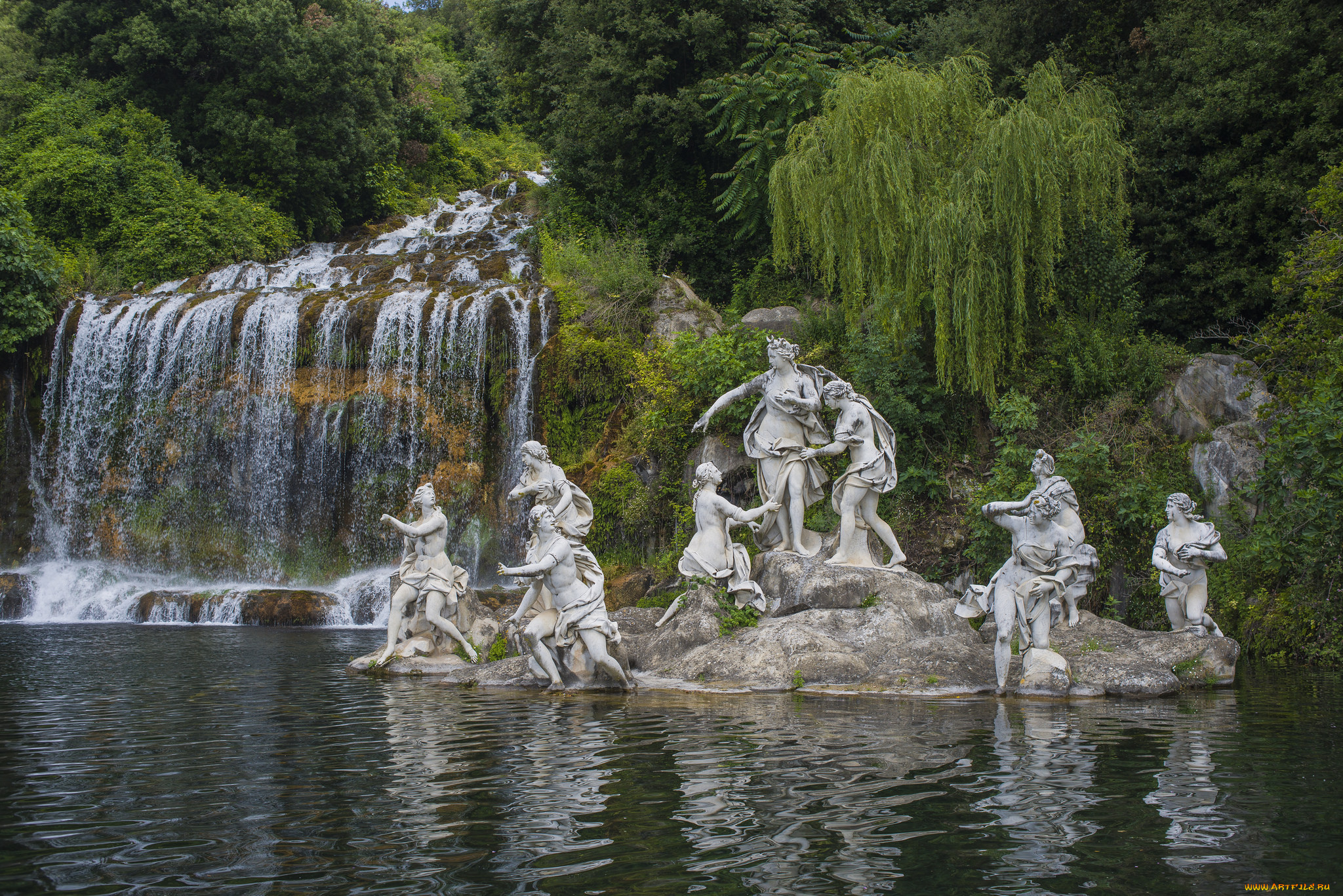 природа, водопады, река, лес, водопад