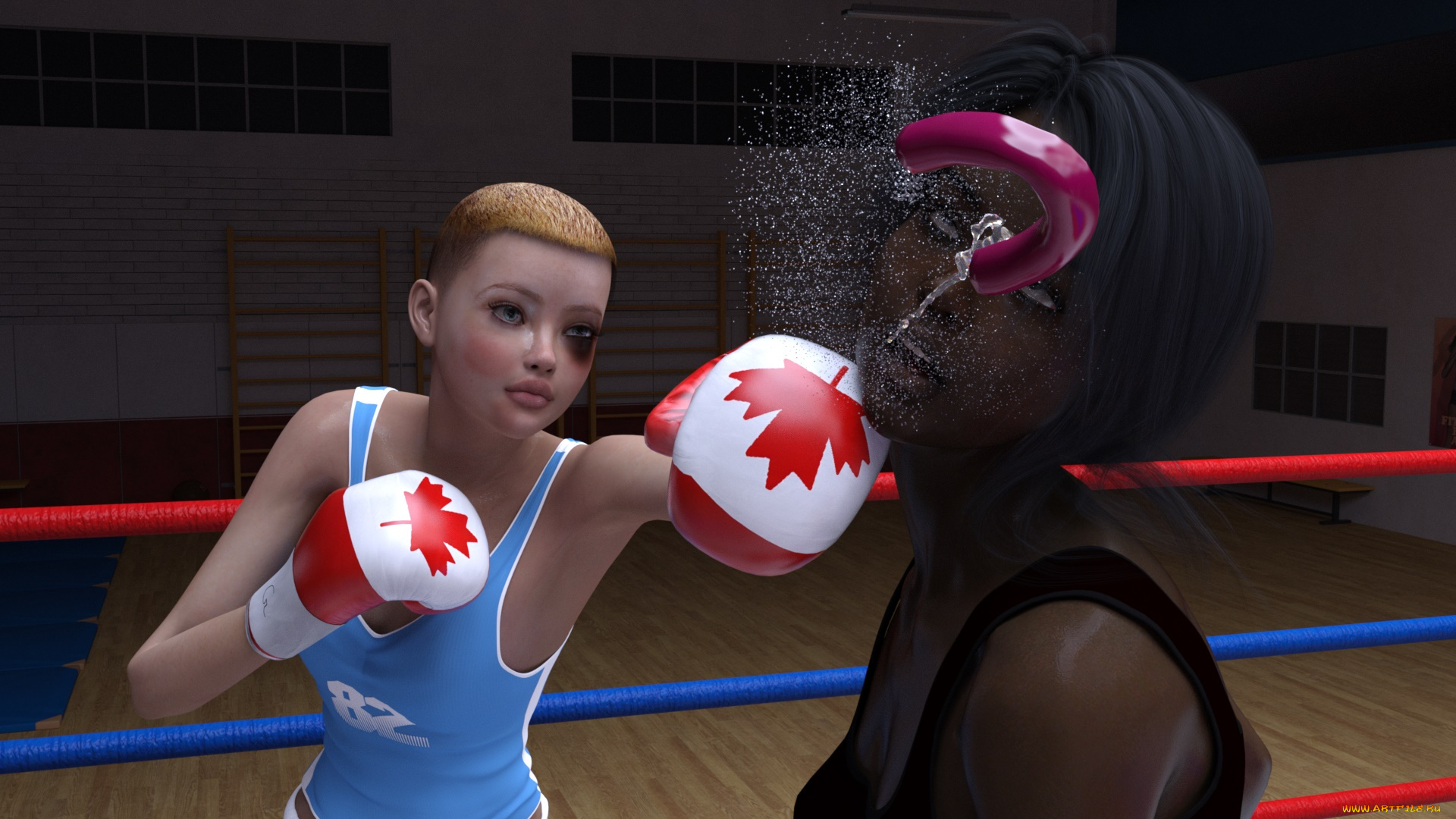 3д, графика, спорт, , sport, фон, взгляд, девушки, бокс, ринг