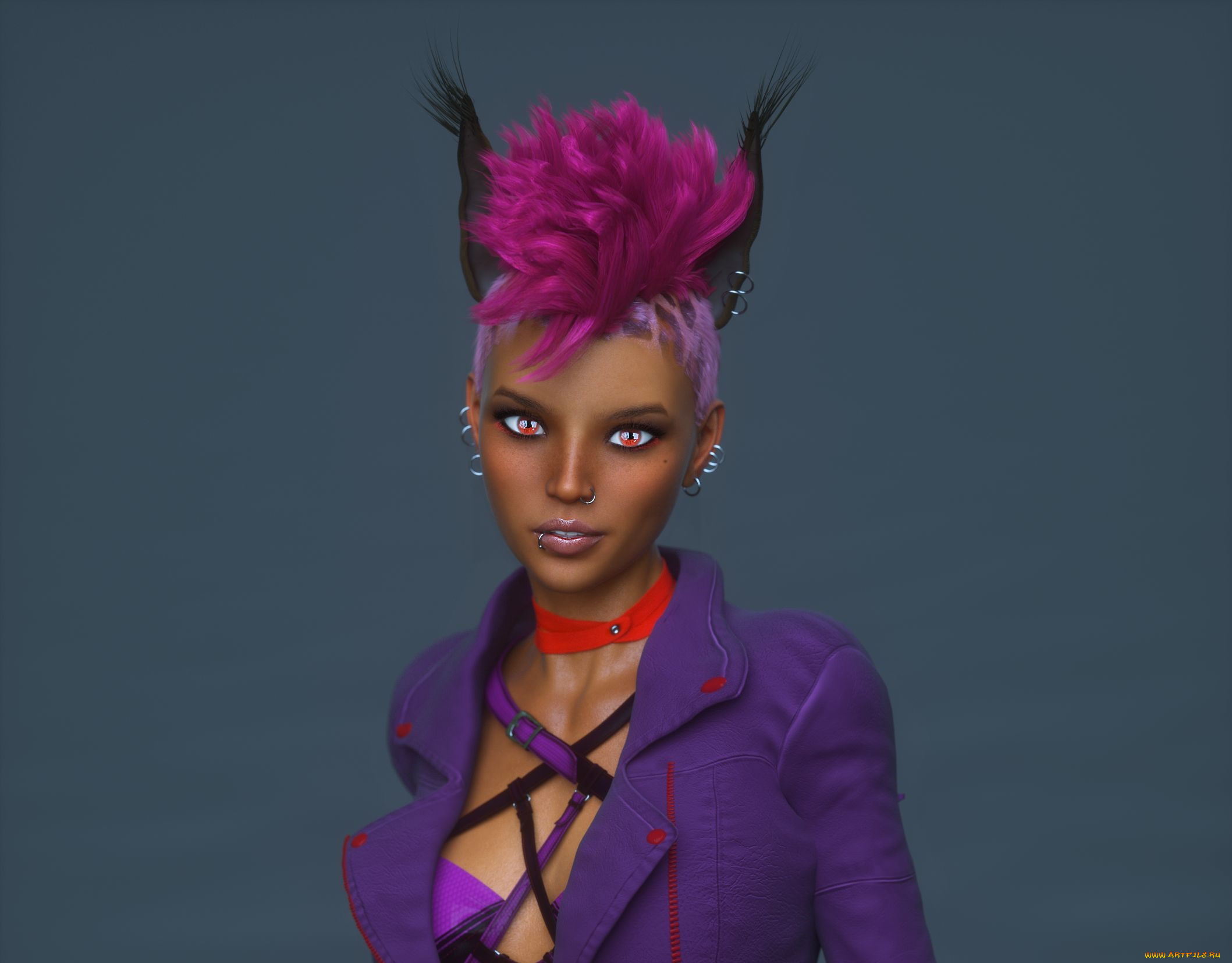 3д, графика, существа, , creatures, девушка, взгляд, фон