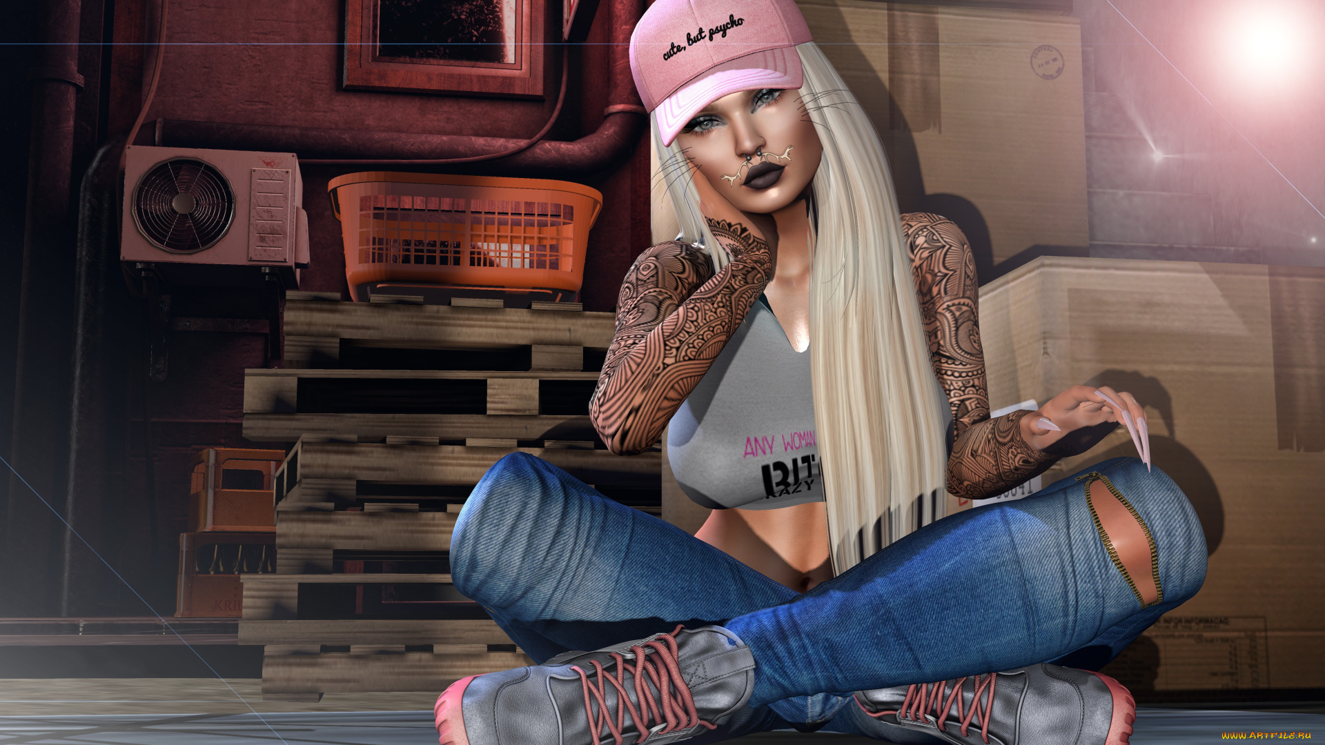 3d, девушка, 3д, графика, люди, , people, тату, девушка, 3d