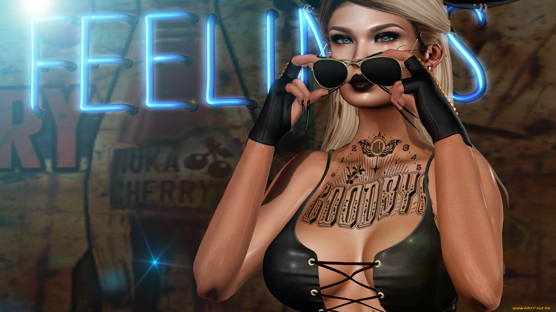 3d, девушка, 3д, графика, существа, , creatures, 3d, фэнтези, существа, девушка, тату