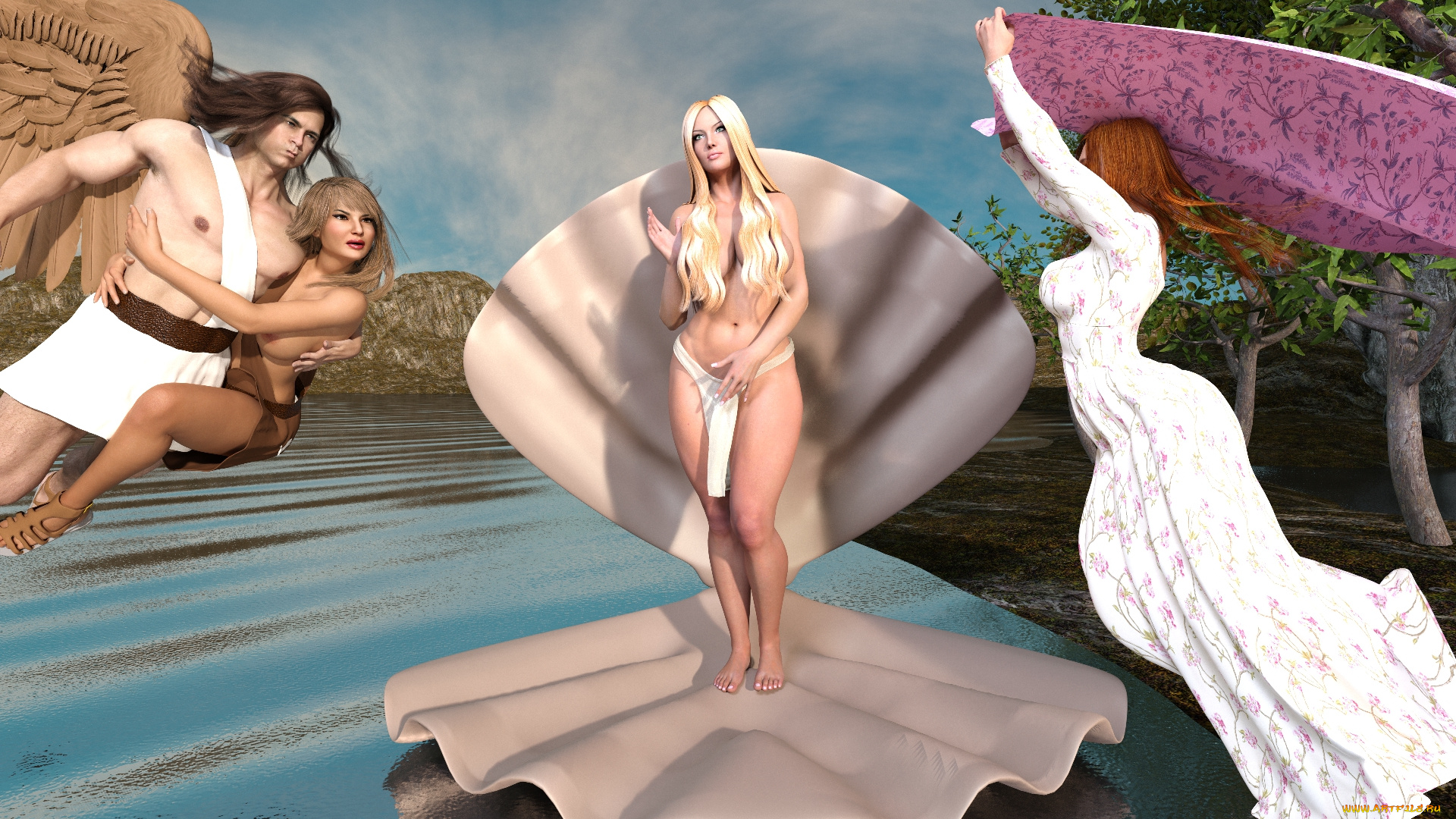 3д, графика, фантазия, , fantasy, девушки, взгляд, фон