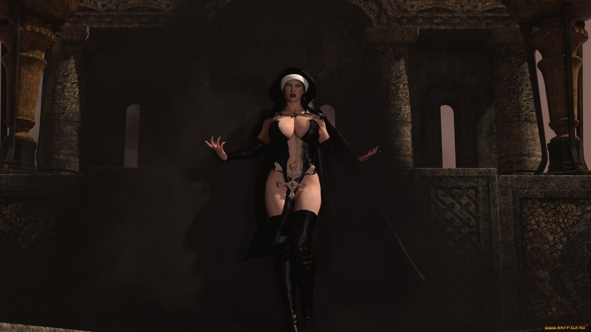 3д, графика, фантазия, , fantasy, фон, взгляд, девушка