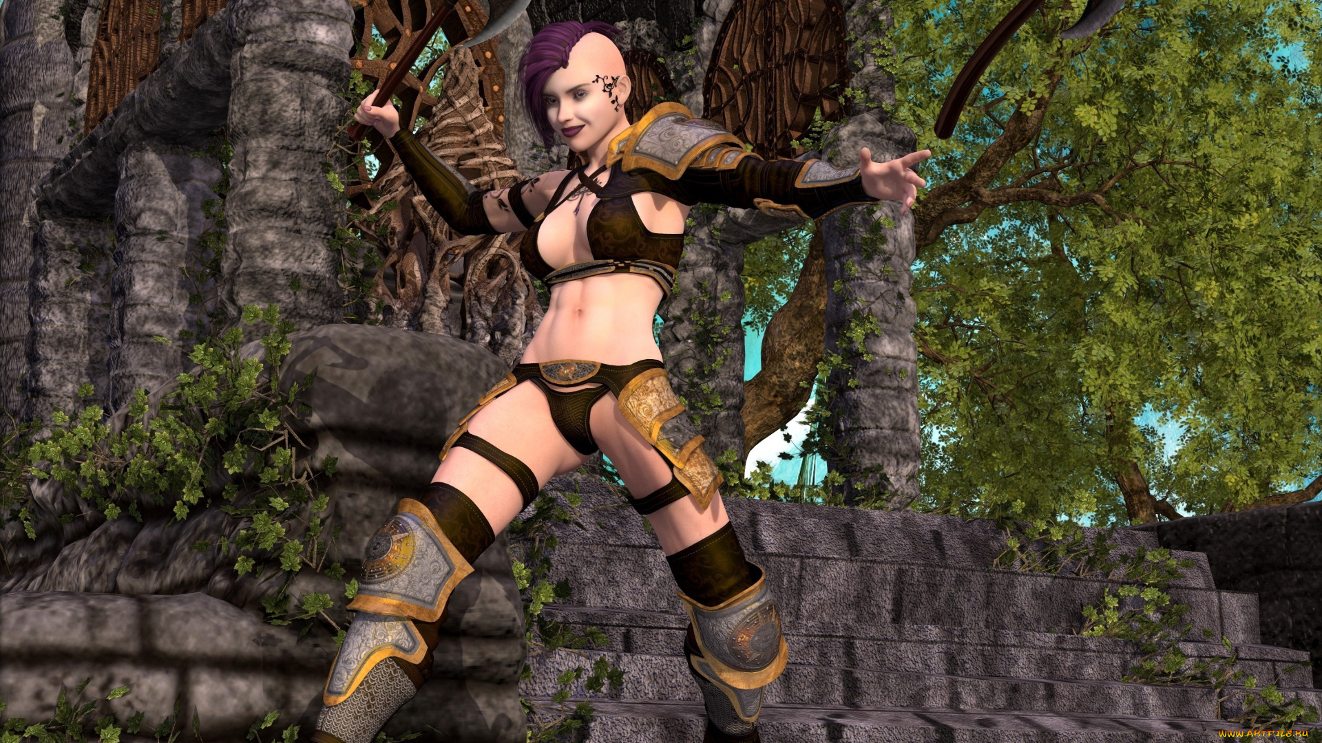 3д, графика, фантазия, , fantasy, фон, взгляд, девушка