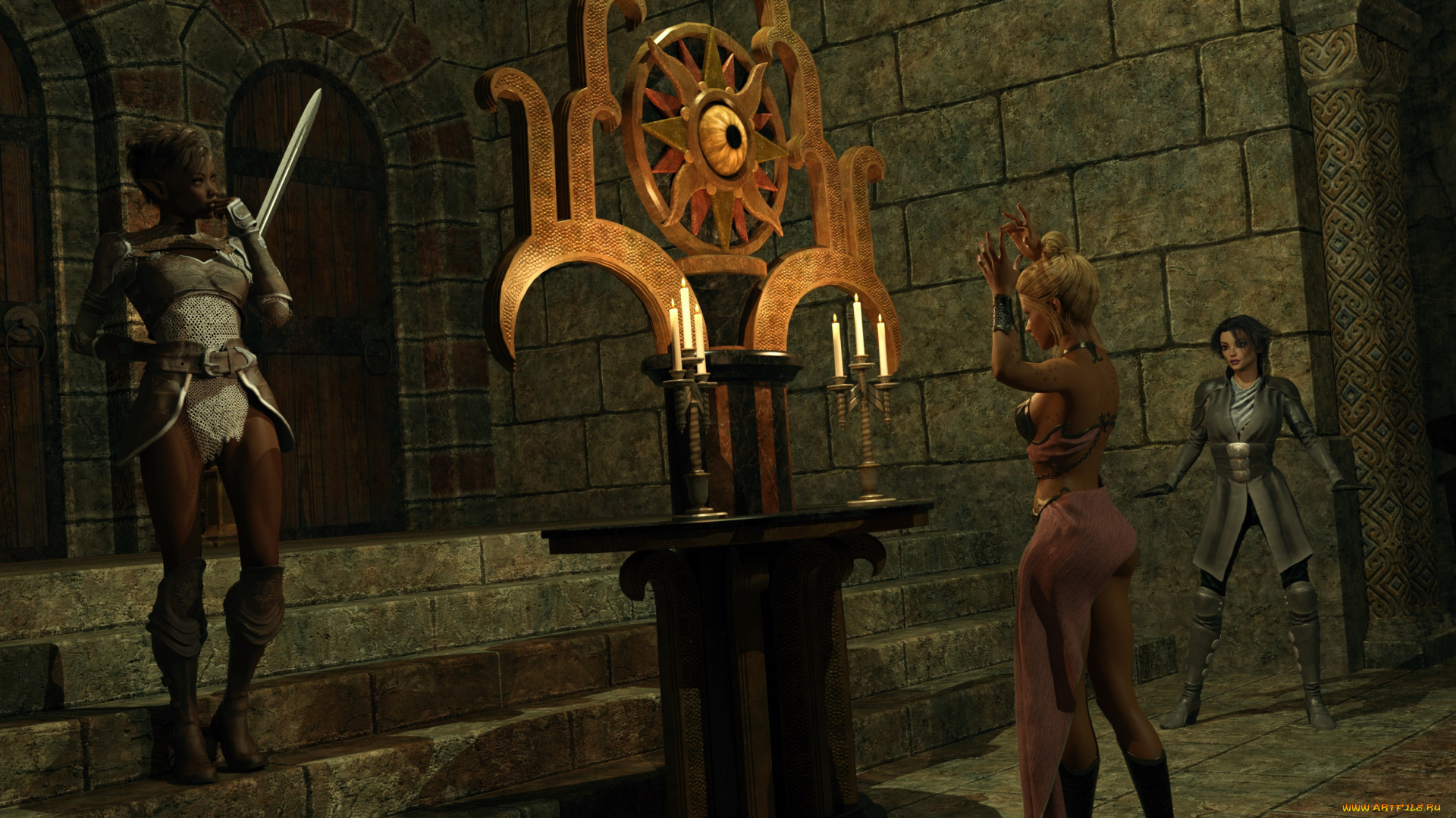 3д, графика, фантазия, , fantasy, фон, взгляд, девушки