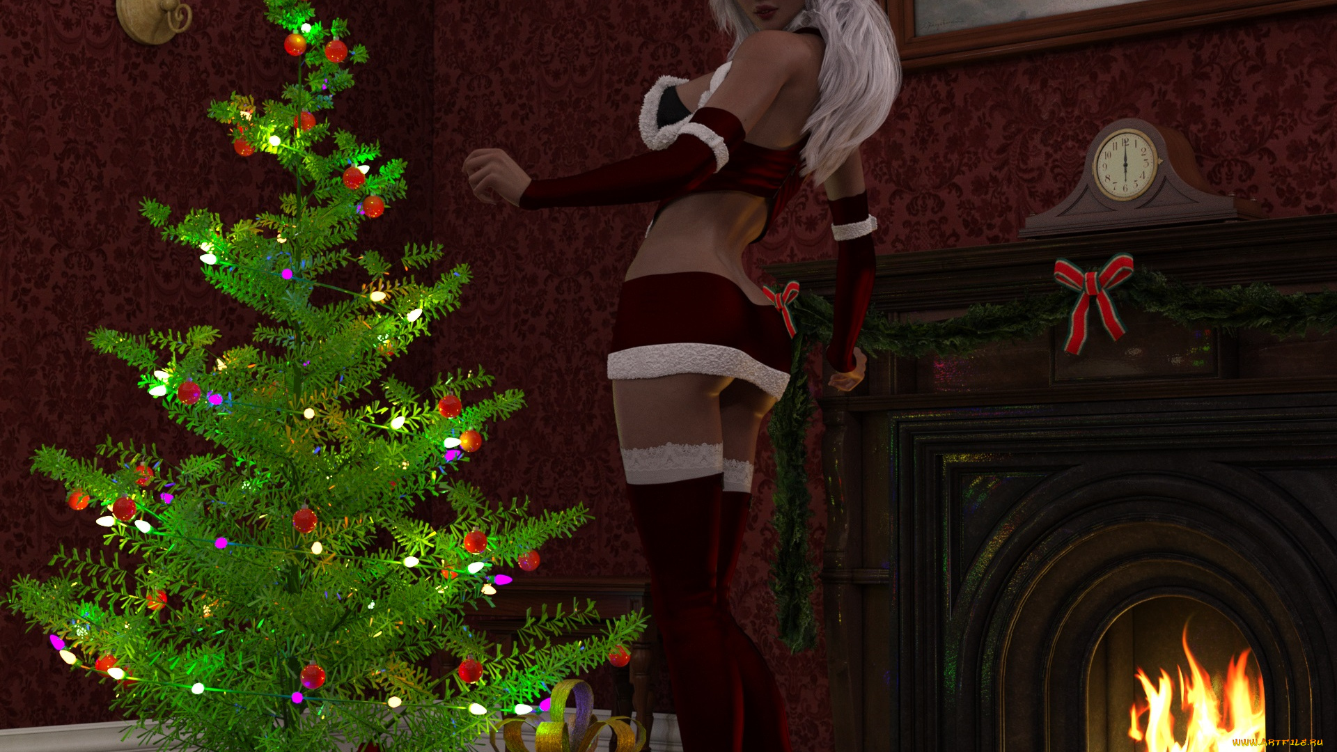 3д, графика, праздники, , holidays, фон, взгляд, девушка