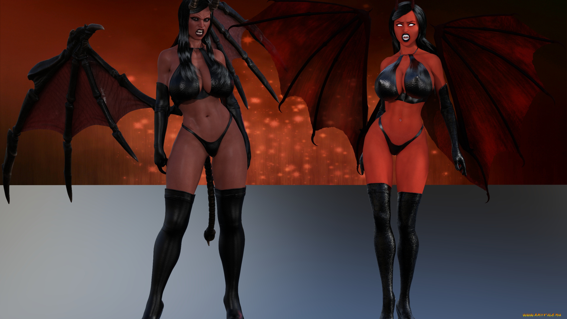 3д, графика, существа, , creatures, фон, девушки, взгляд