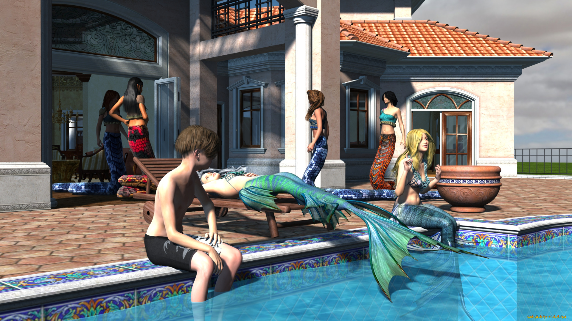 3д, графика, существа, , creatures, фон, взгляд, девушки