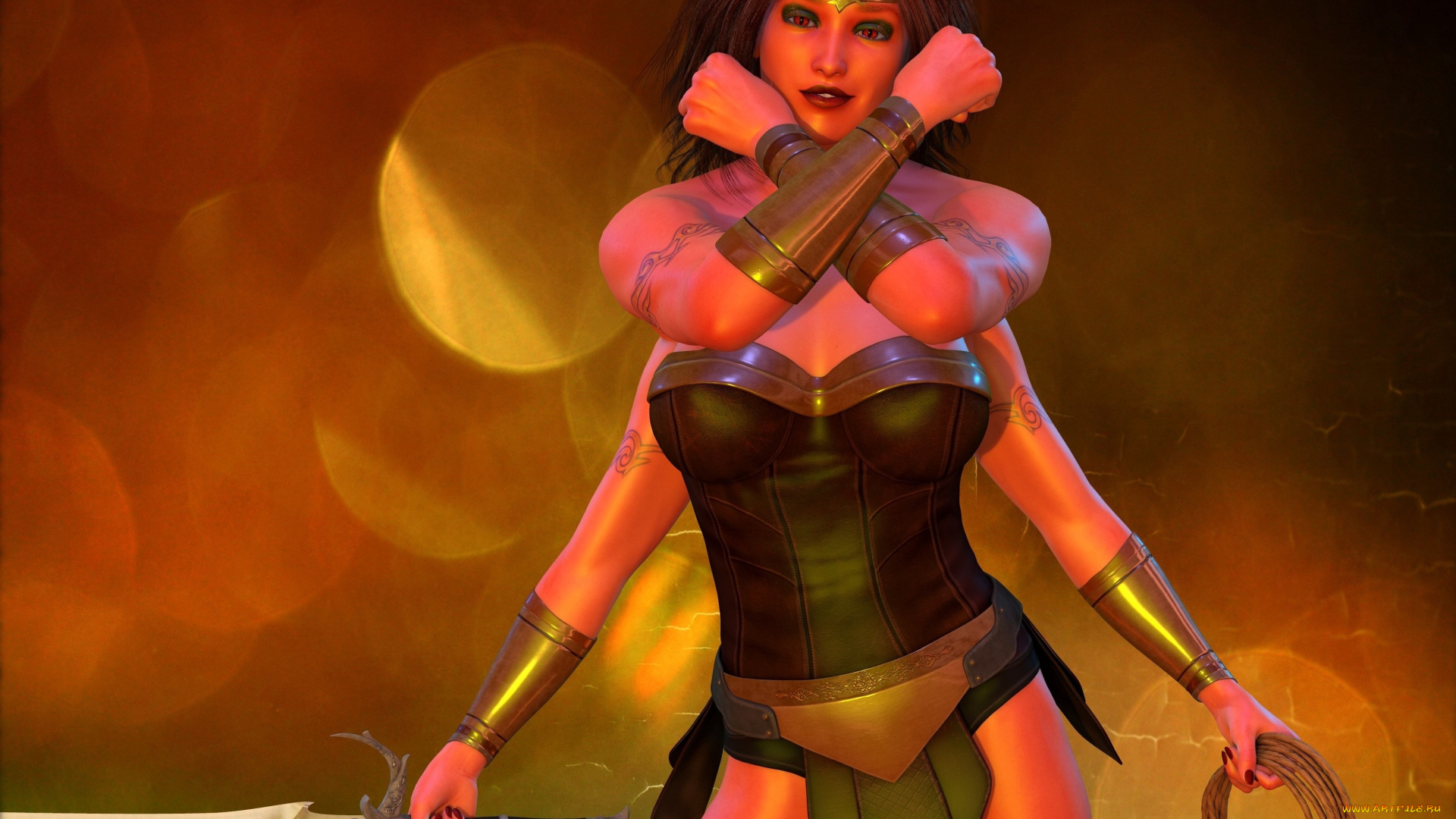 3д, графика, существа, , creatures, фон, взгляд, девушка