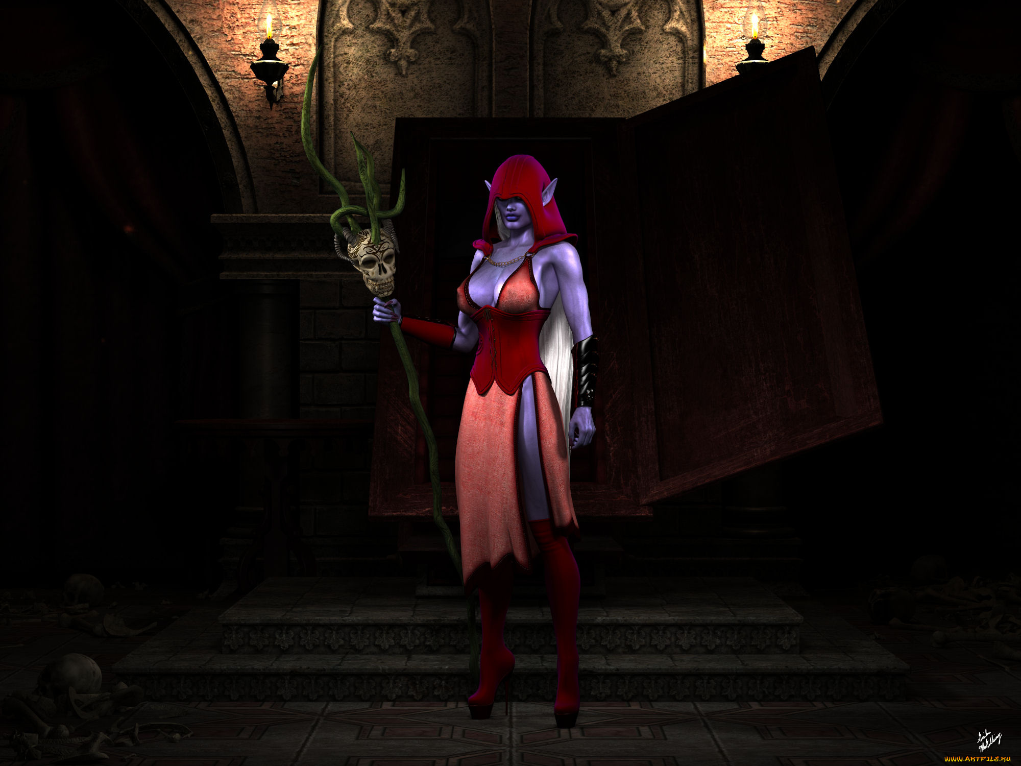 3д, графика, эльфы, , elves, взгляд, фон, эльфийка