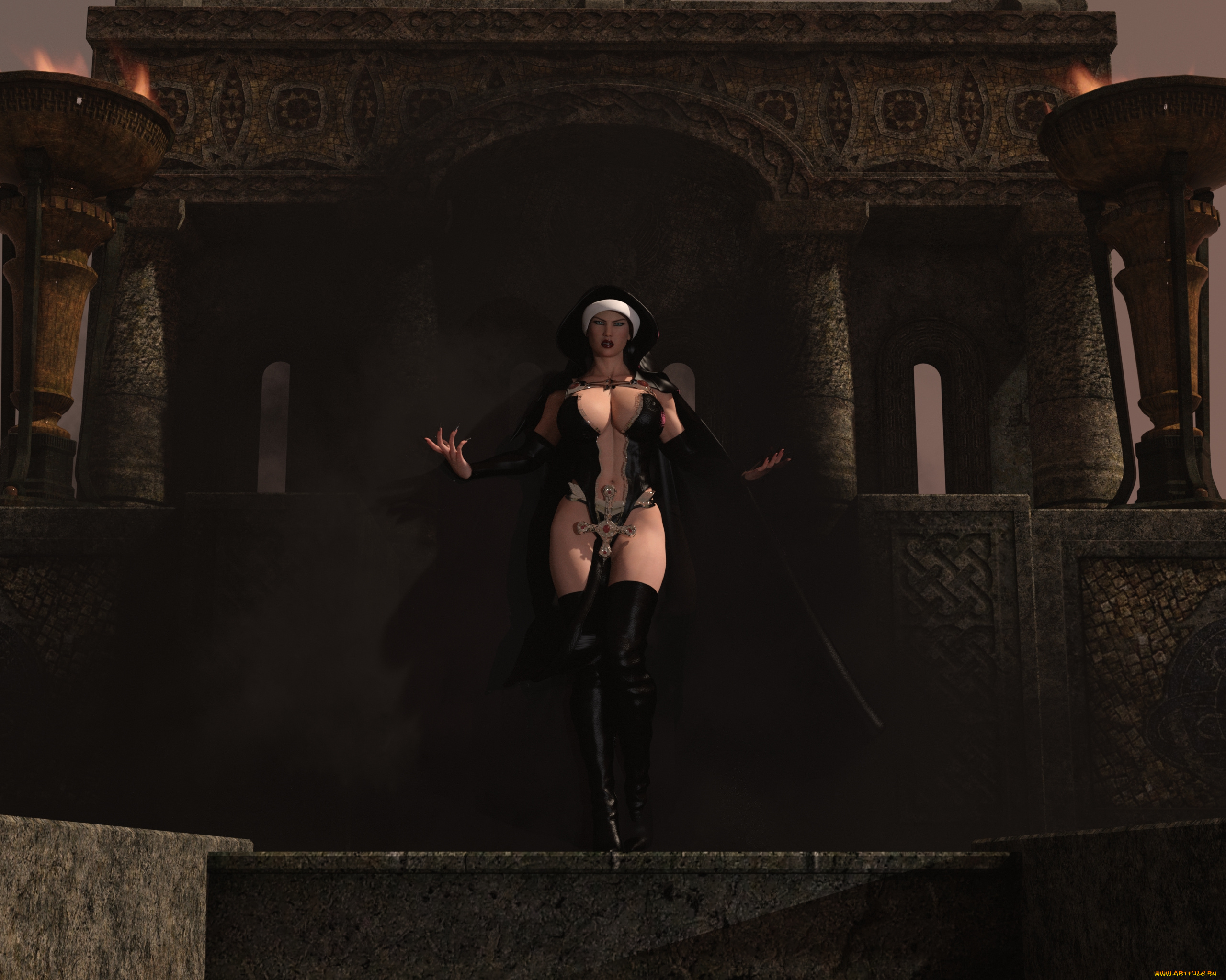 3д, графика, фантазия, , fantasy, фон, взгляд, девушка