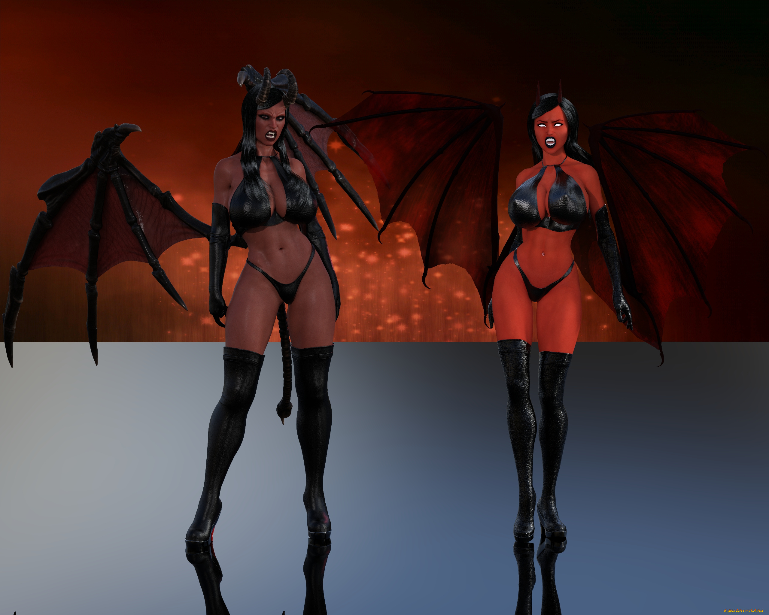 3д, графика, существа, , creatures, фон, девушки, взгляд