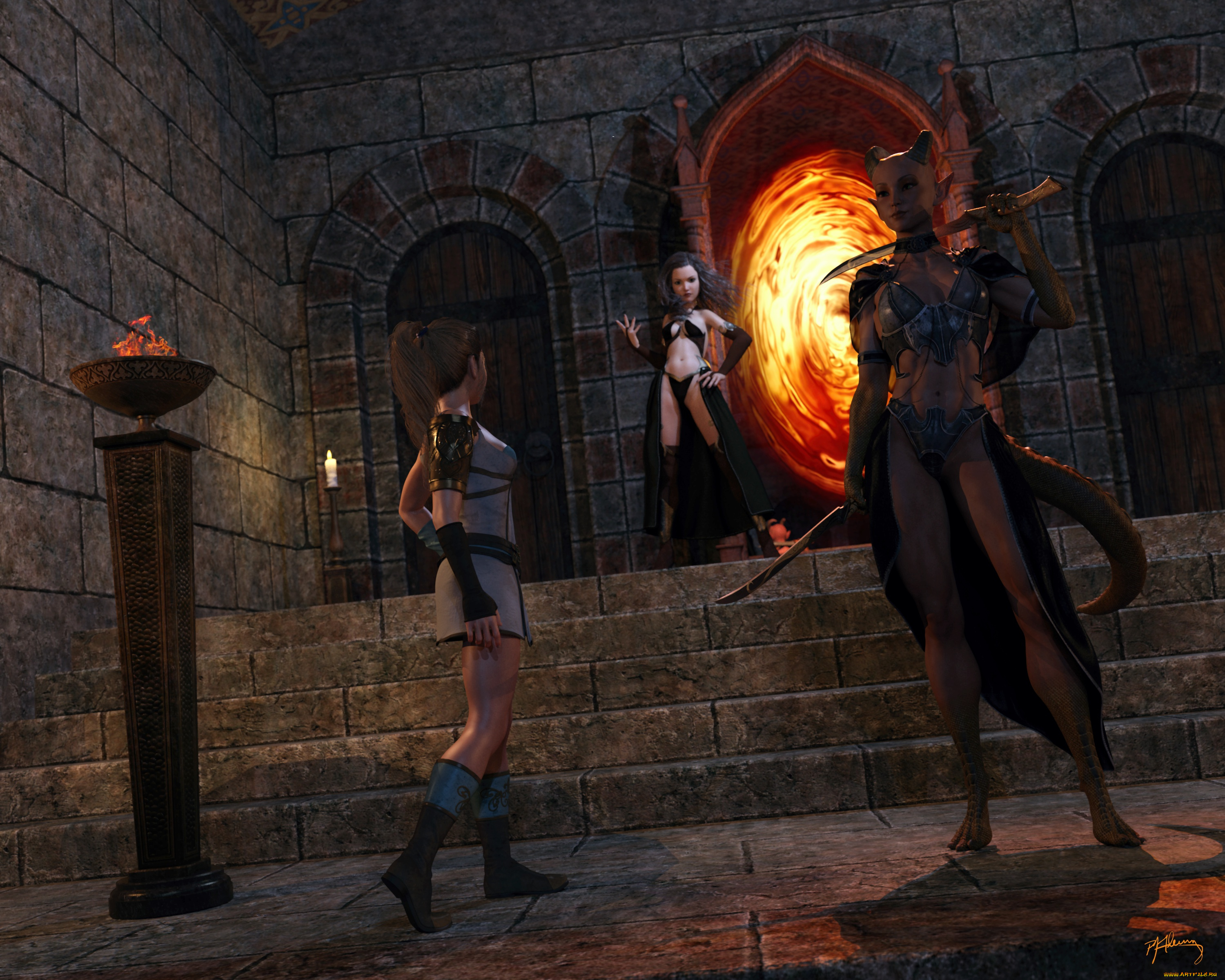 3д, графика, фантазия, , fantasy, взгляд, фон, девушки