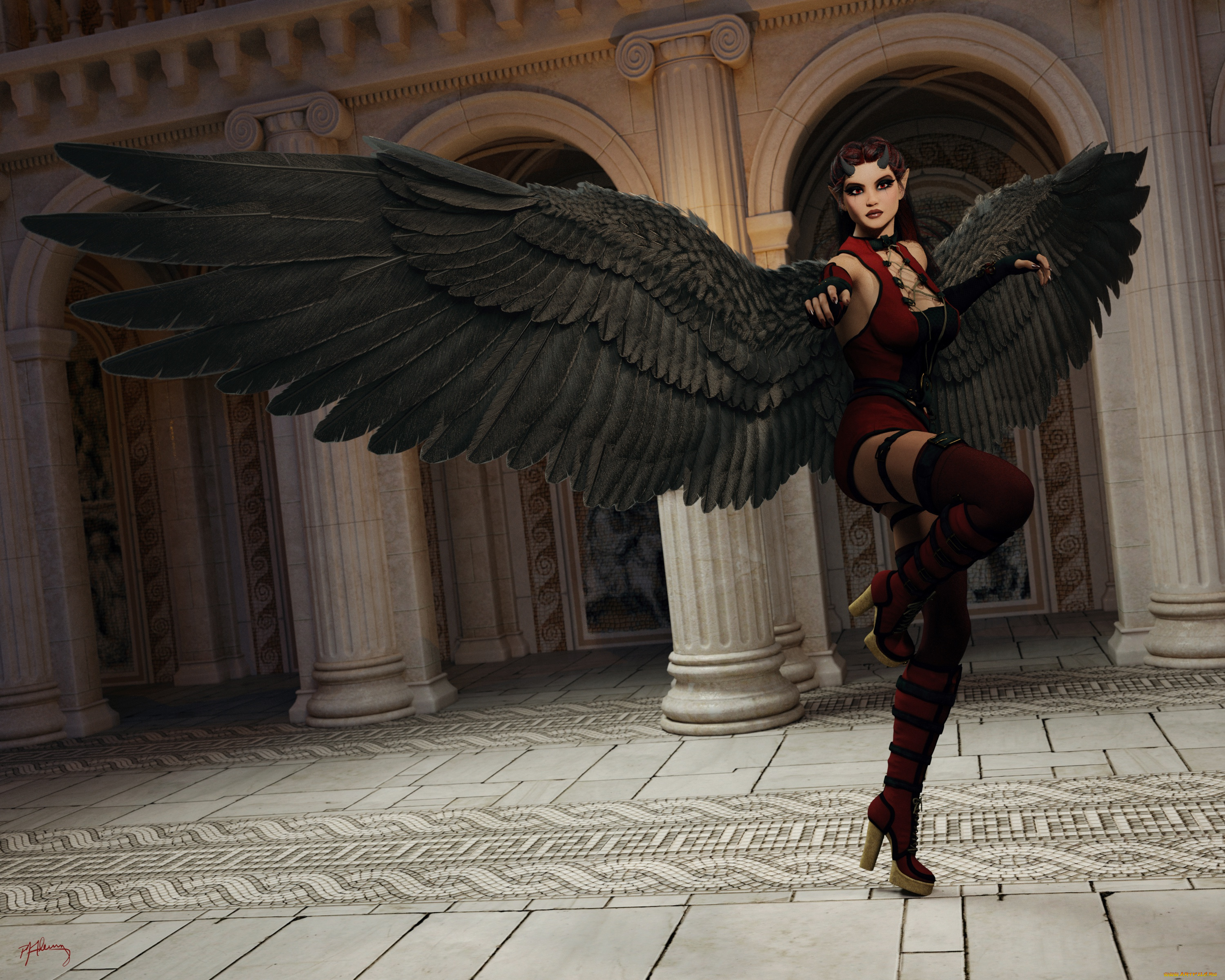 3д, графика, существа, , creatures, девушка, взгляд, фон