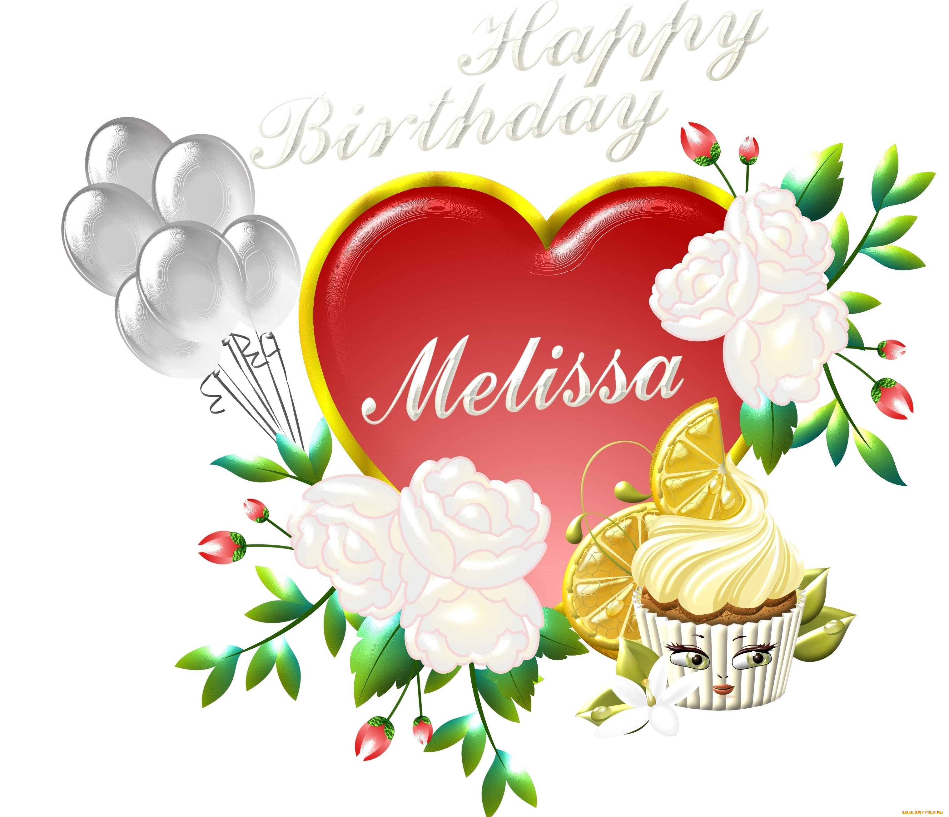 праздничные, день, рождения, сердечко, фон, цветы