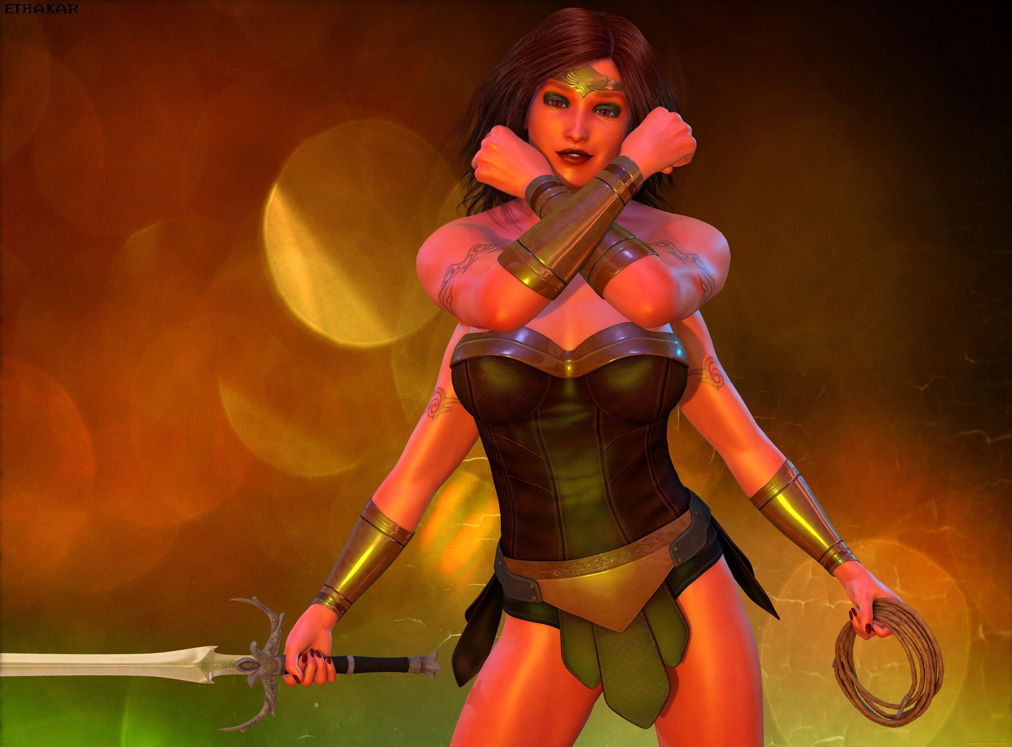 3д, графика, существа, , creatures, фон, взгляд, девушка