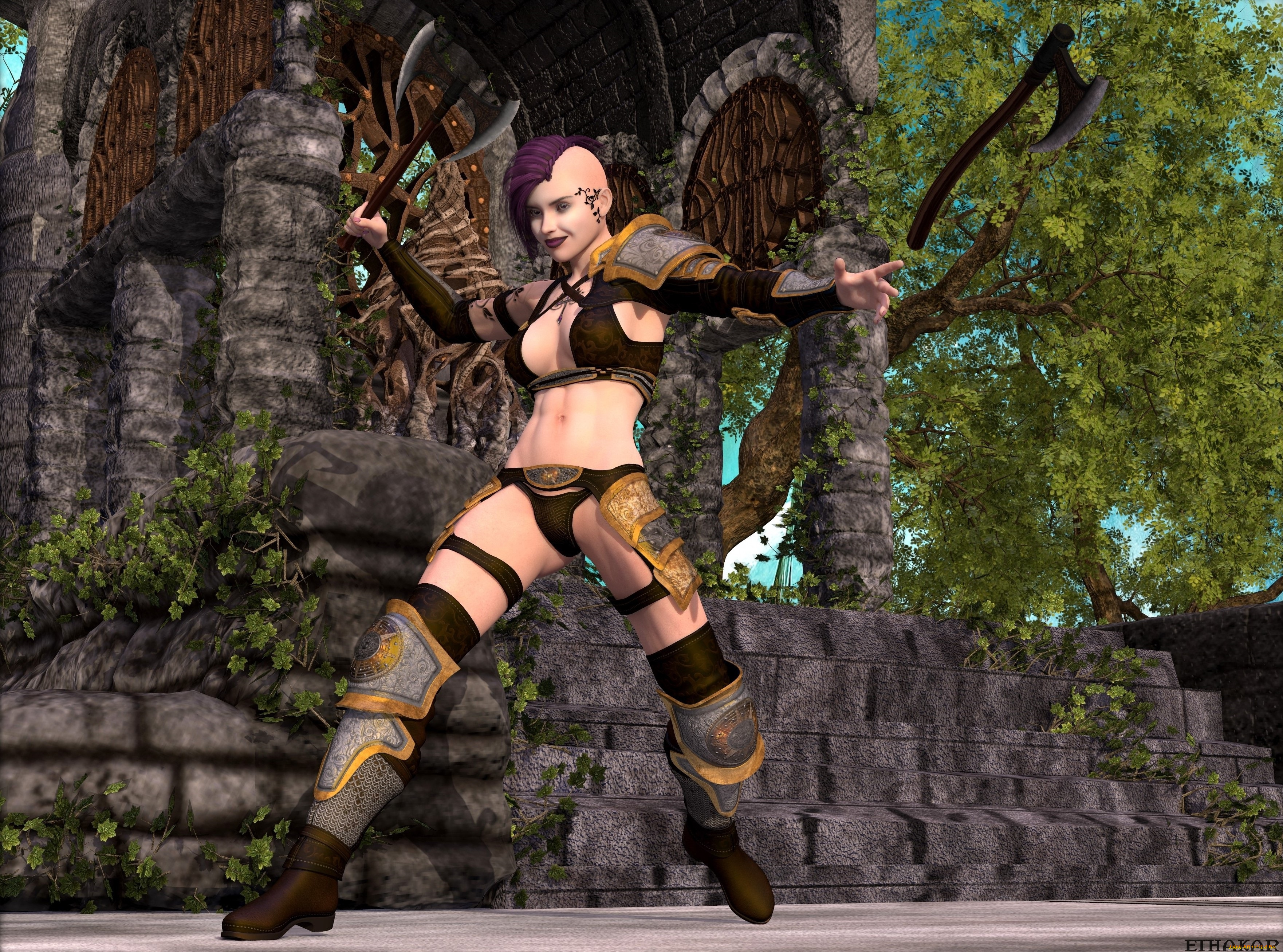 3д, графика, фантазия, , fantasy, фон, взгляд, девушка