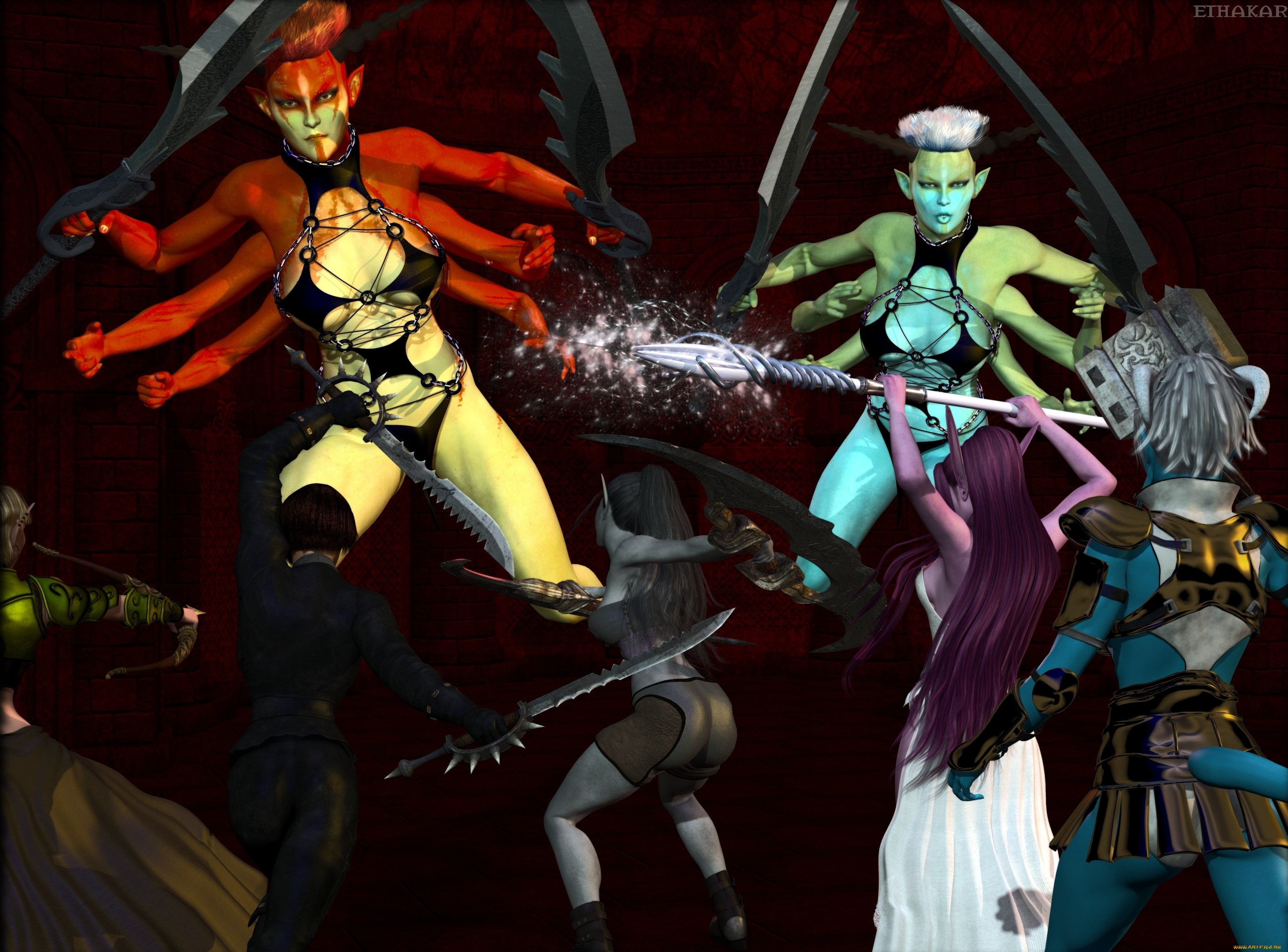 3д, графика, фантазия, , fantasy, фон, взгляд, девушки