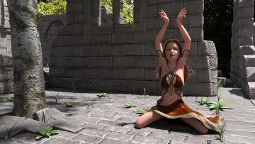 обоя 3д графика, люди , people, взгляд, девушка, фон