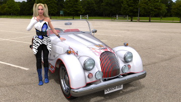 Картинка 3д+графика люди-авто мото+ people-+car+ +moto фон девушка взгляд