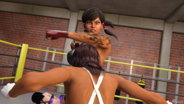 Картинка 3д+графика спорт+ sport девушки борьба ринг фон взгляд