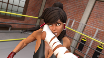 обоя 3д графика, спорт , sport, взгляд, девушки, ринг, борьба, фон