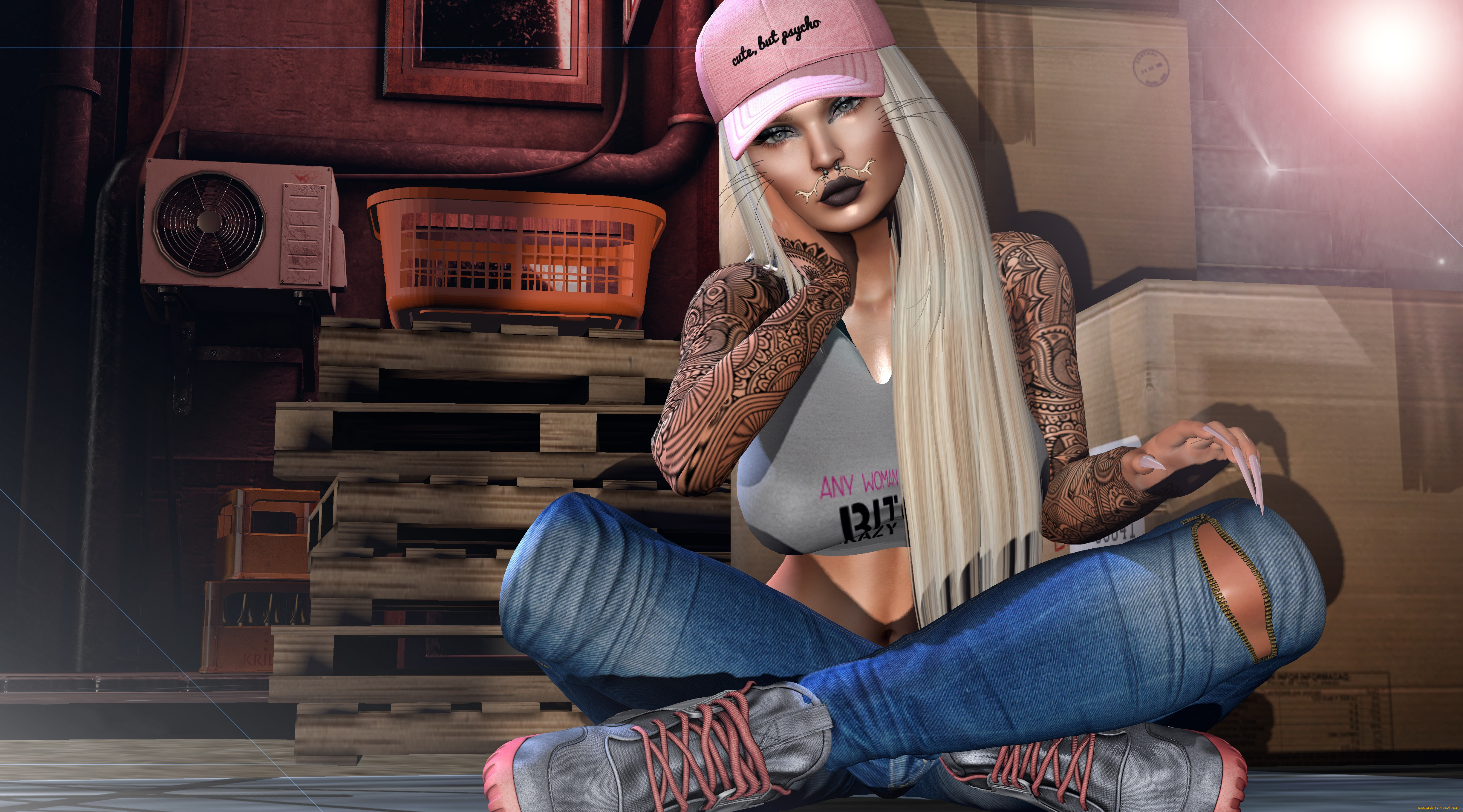 3d, девушка, 3д, графика, люди, , people, тату, девушка, 3d