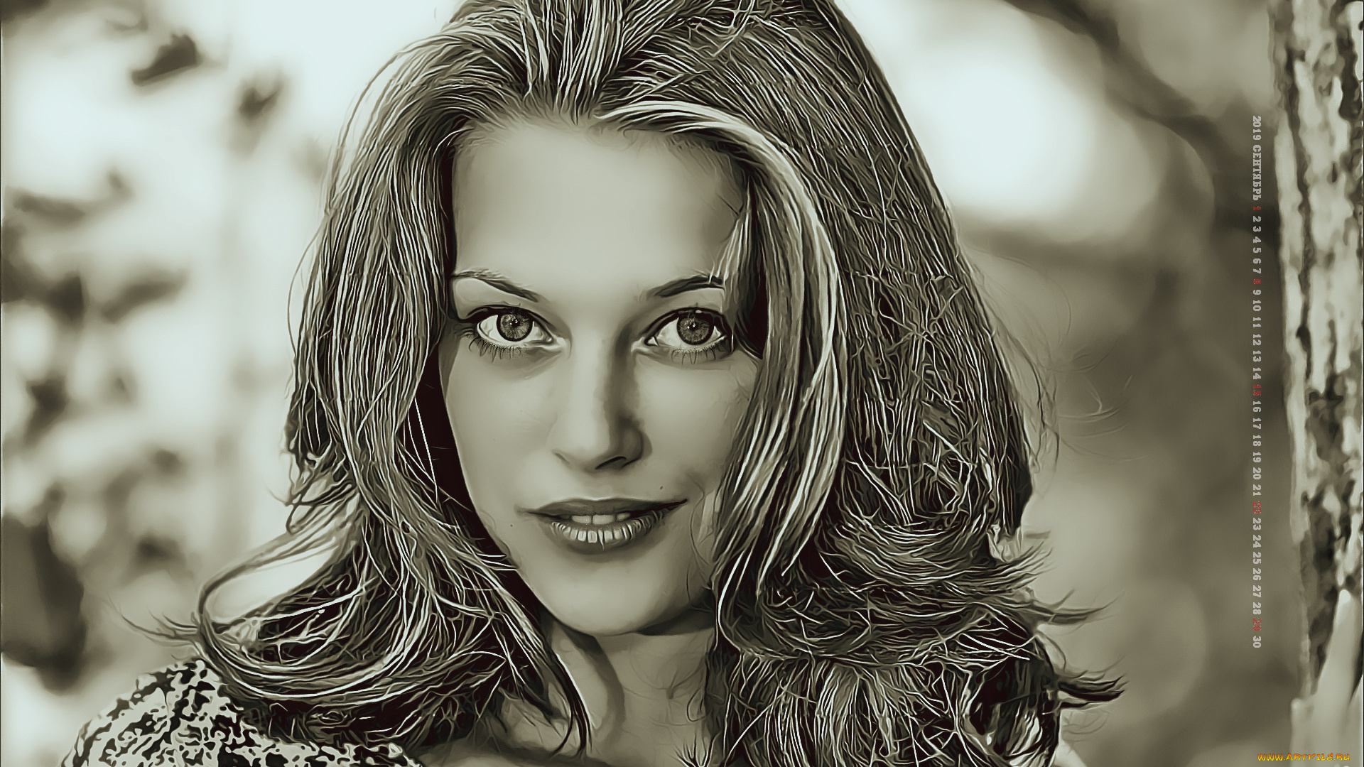 календари, компьютерный, дизайн, девушка, 2019, взгляд, лицо, calendar, женщина