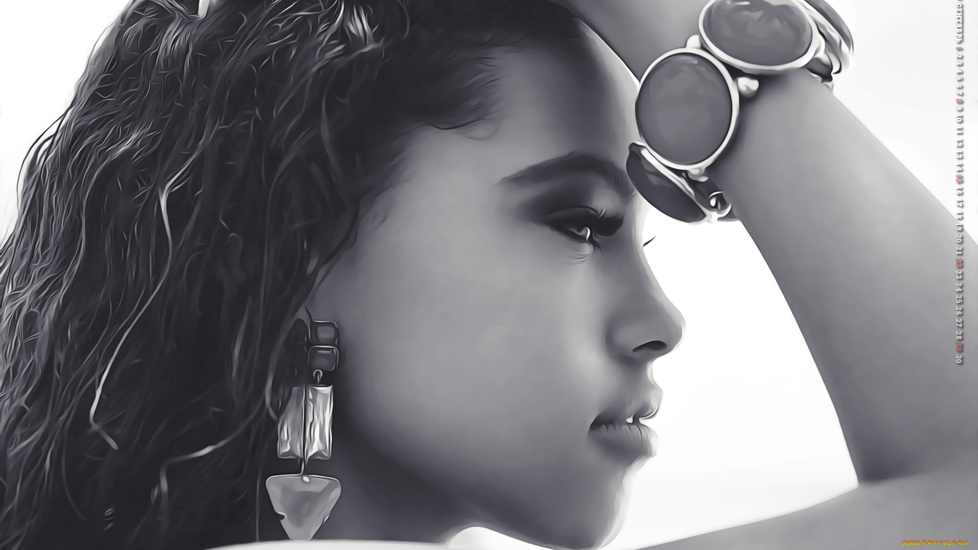 календари, компьютерный, дизайн, девушка, браслет, украшение, женщина, профиль, 2019, calendar