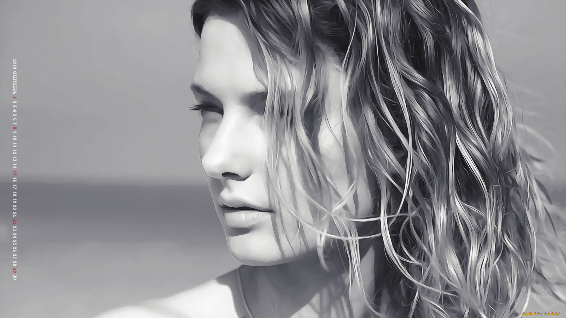 календари, компьютерный, дизайн, лицо, женщина, девушка, 2019, calendar