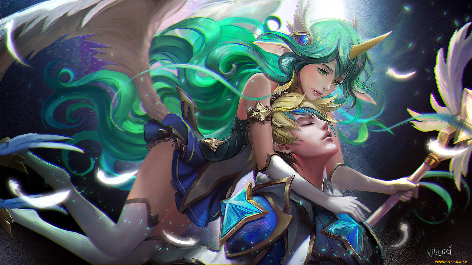 видео, игры, league, of, legends, эзраил, парень, крылья, рог, посох, сорака